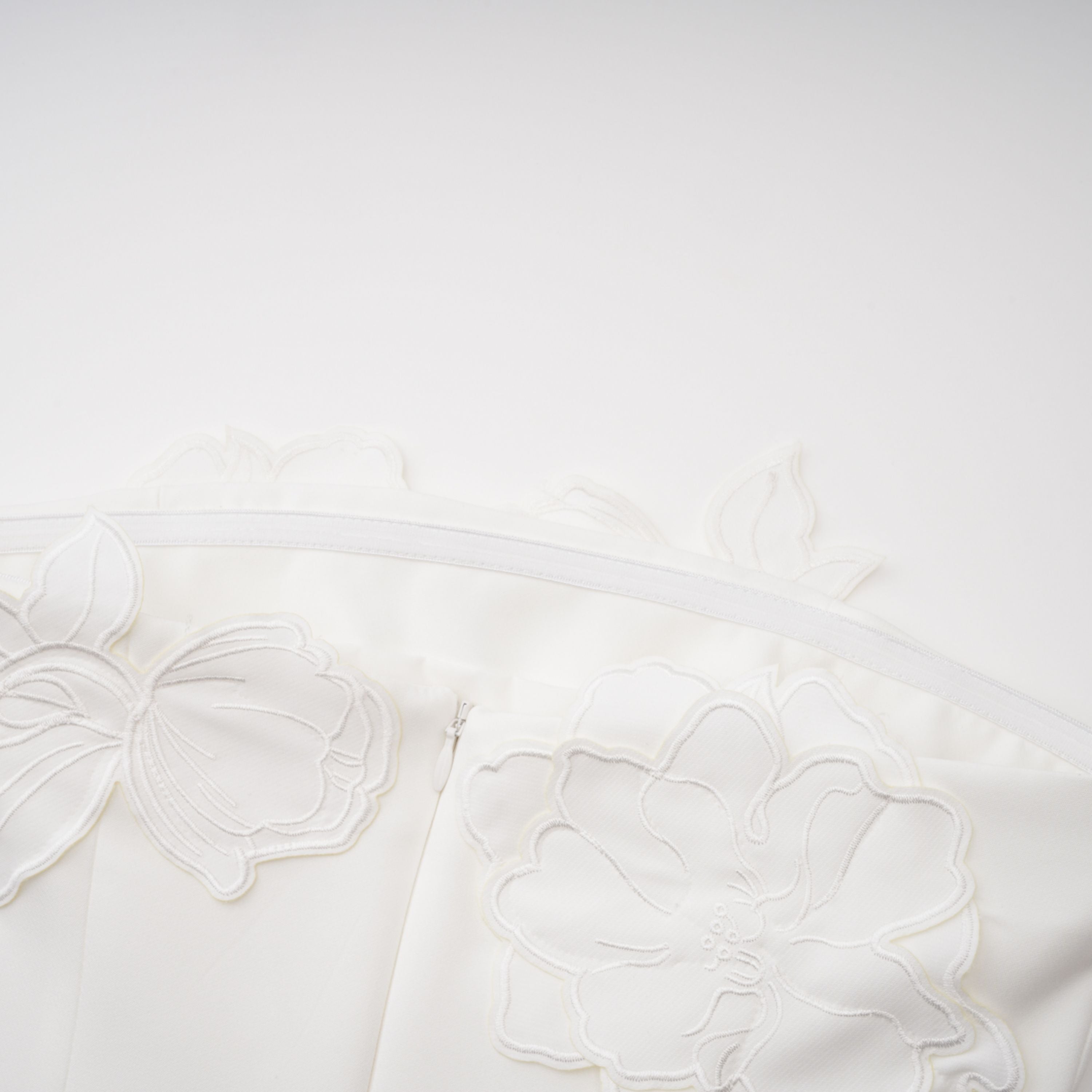 Inga Cream White Strapless Floral Embroidered Mini Dress