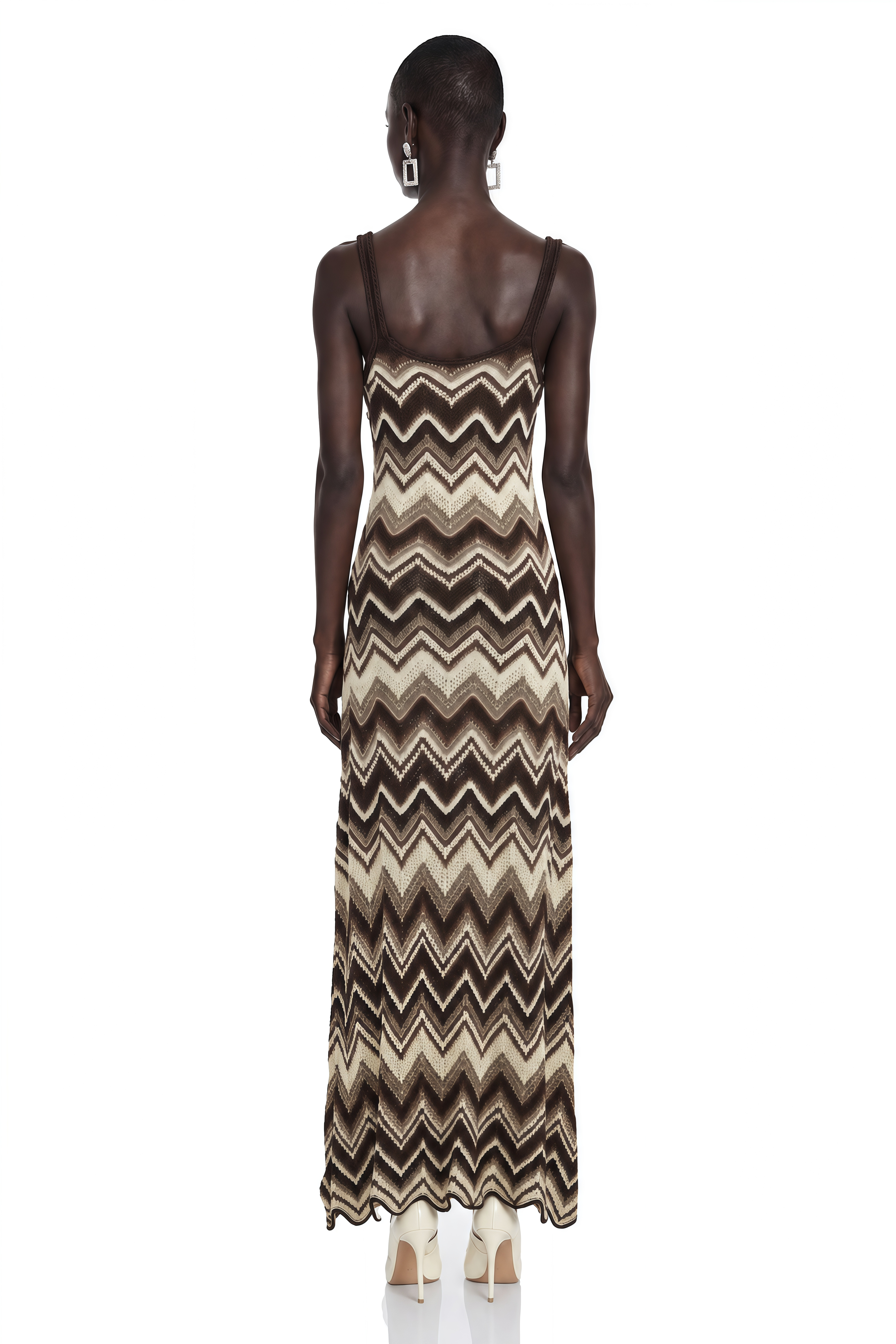 Robe longue en maille pointelle à motif zigzag Irina Brown