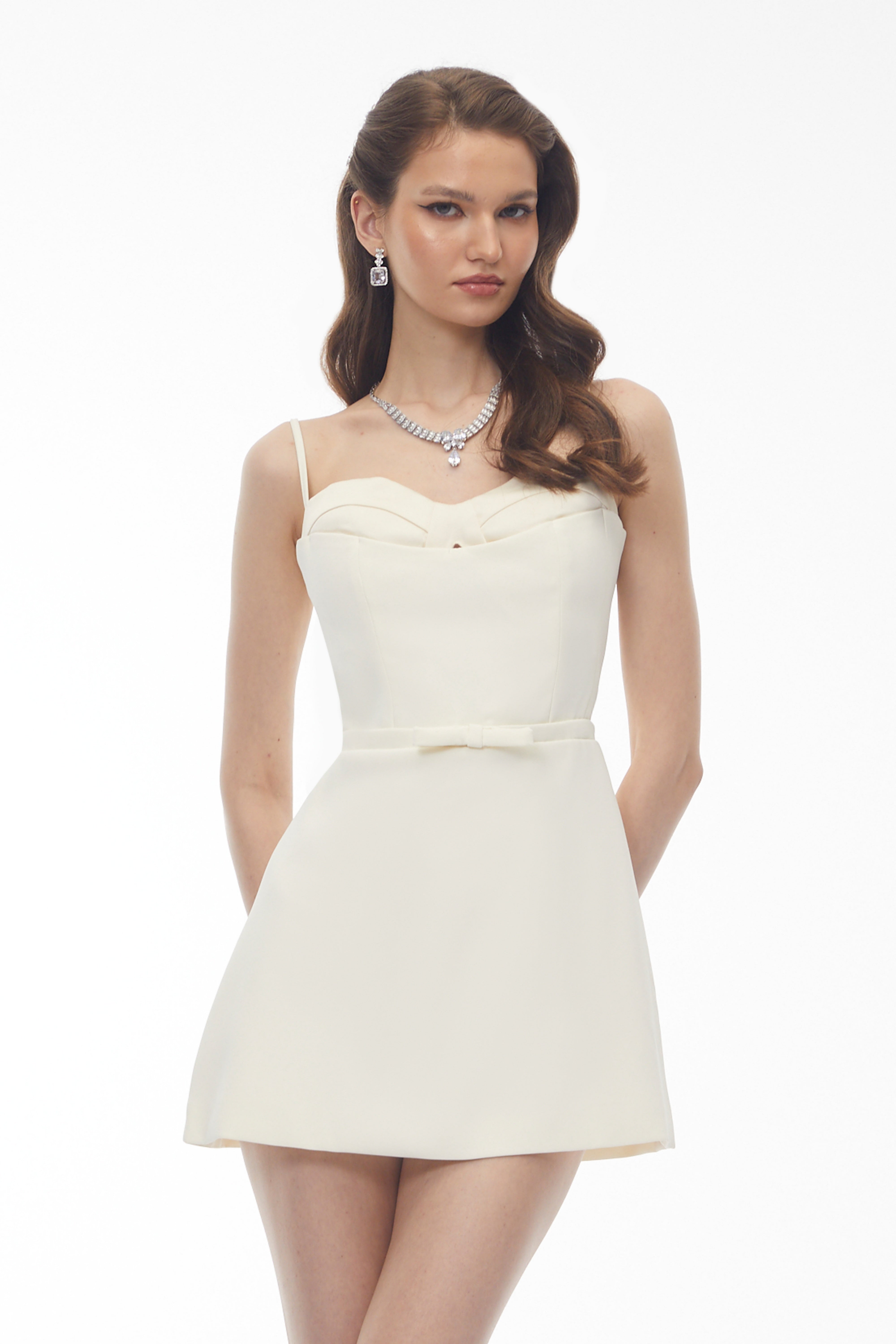 Mini-robe Isabelle à blocs de couleur blanc crème