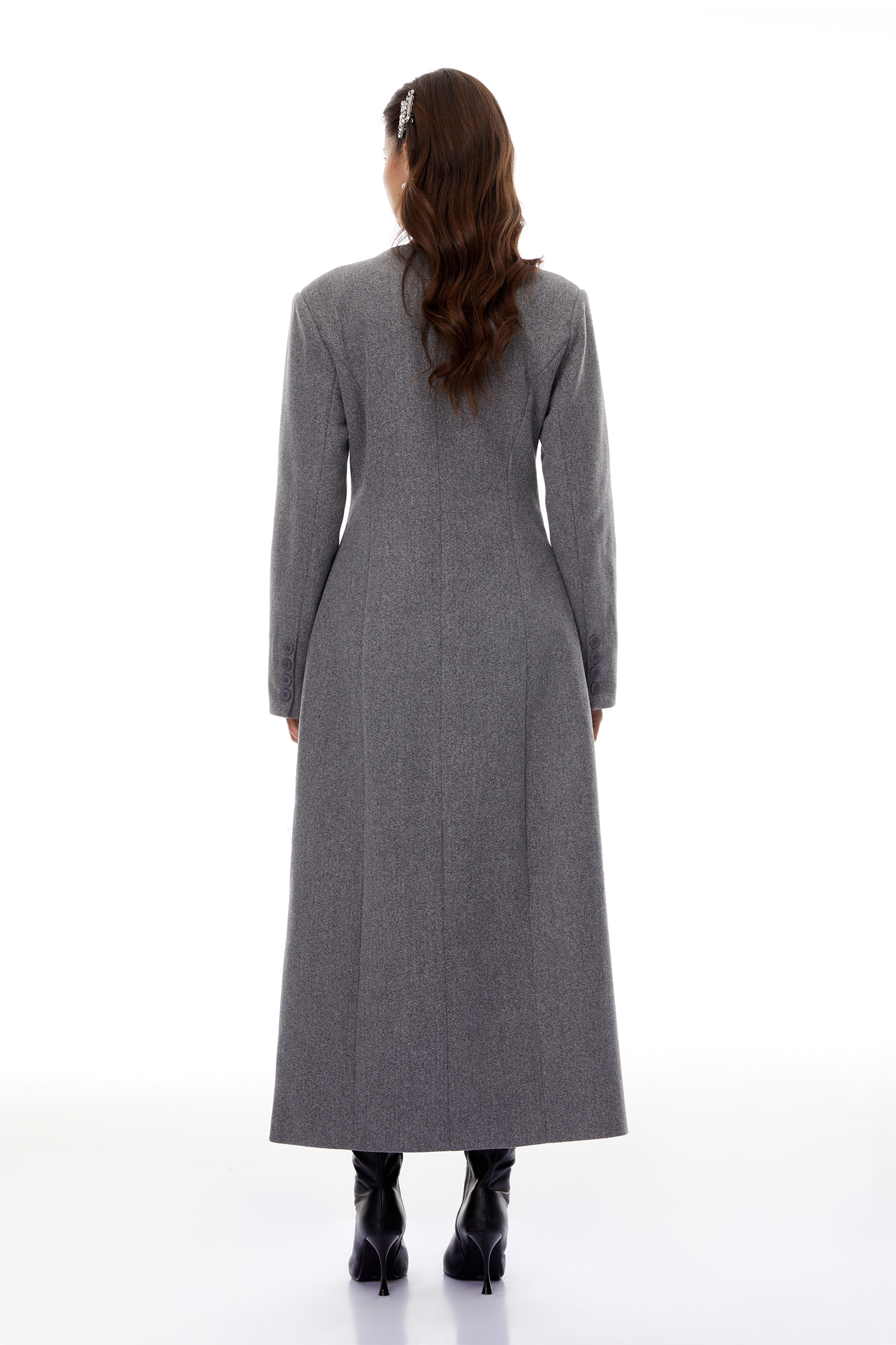 Izan Grey Asymmetrical Tweed Blazer Maxi Dress