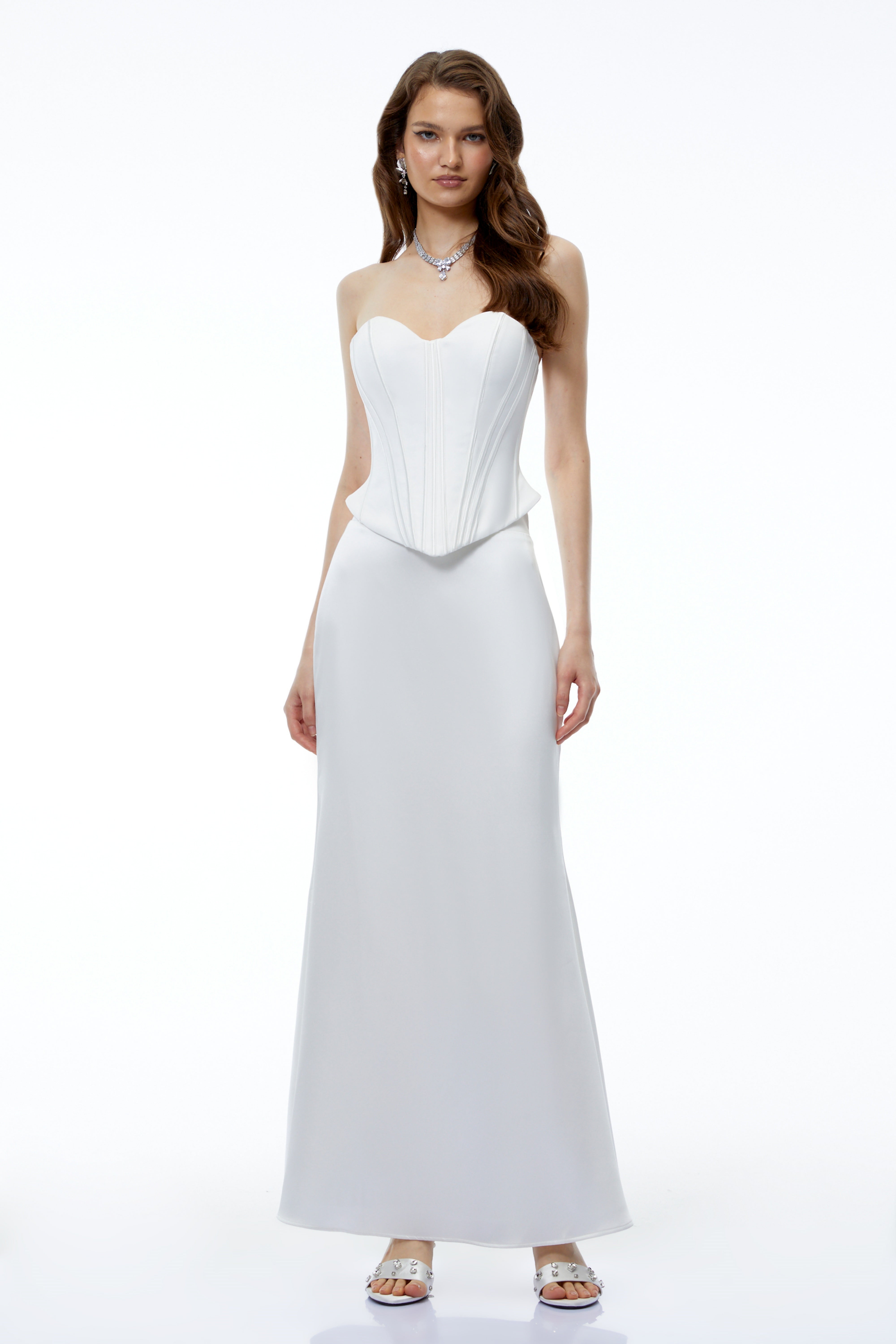 Jeanne White Off Shoulder Crop Top & Skirt Set