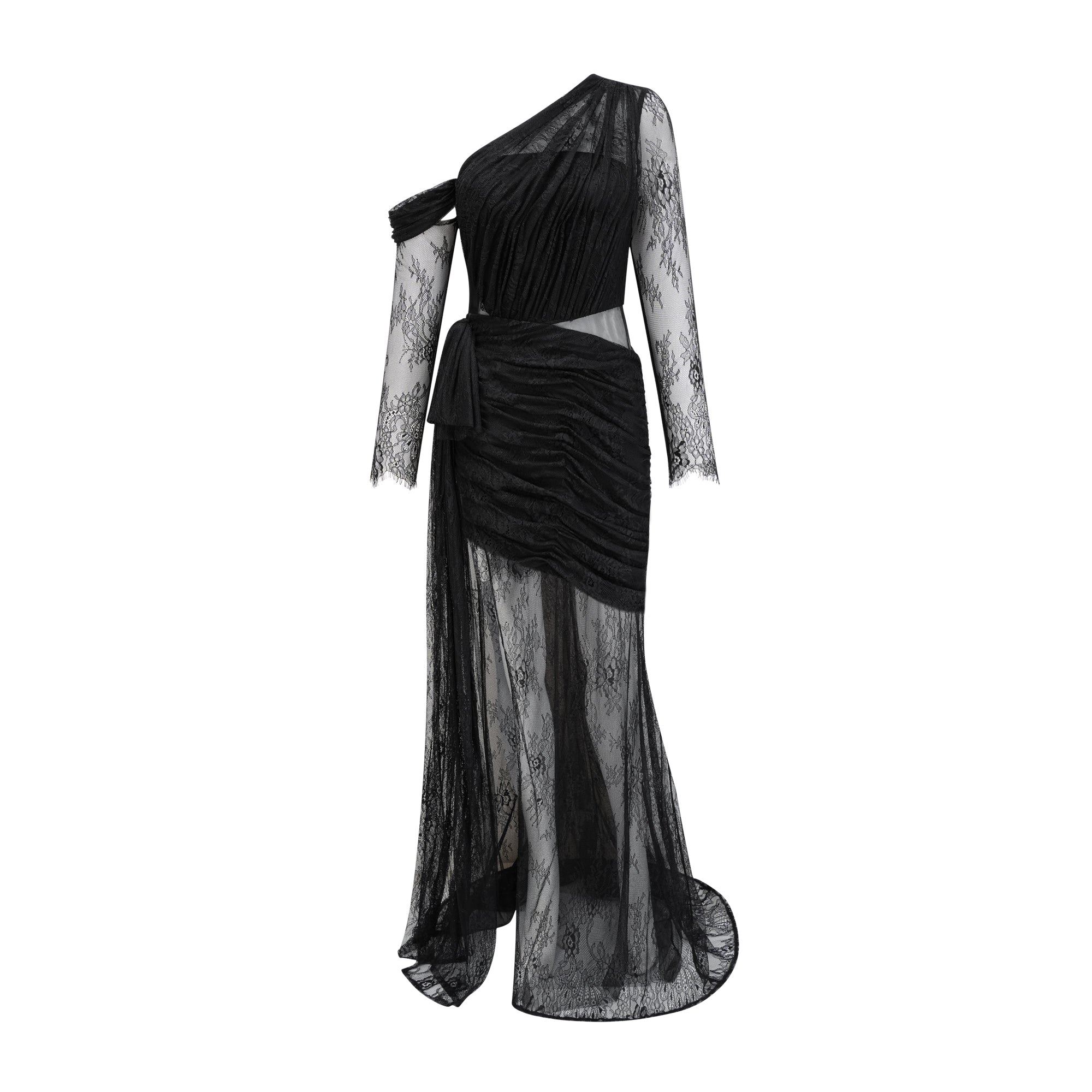 Jeanne black one-shoulder cut-out maxi dress