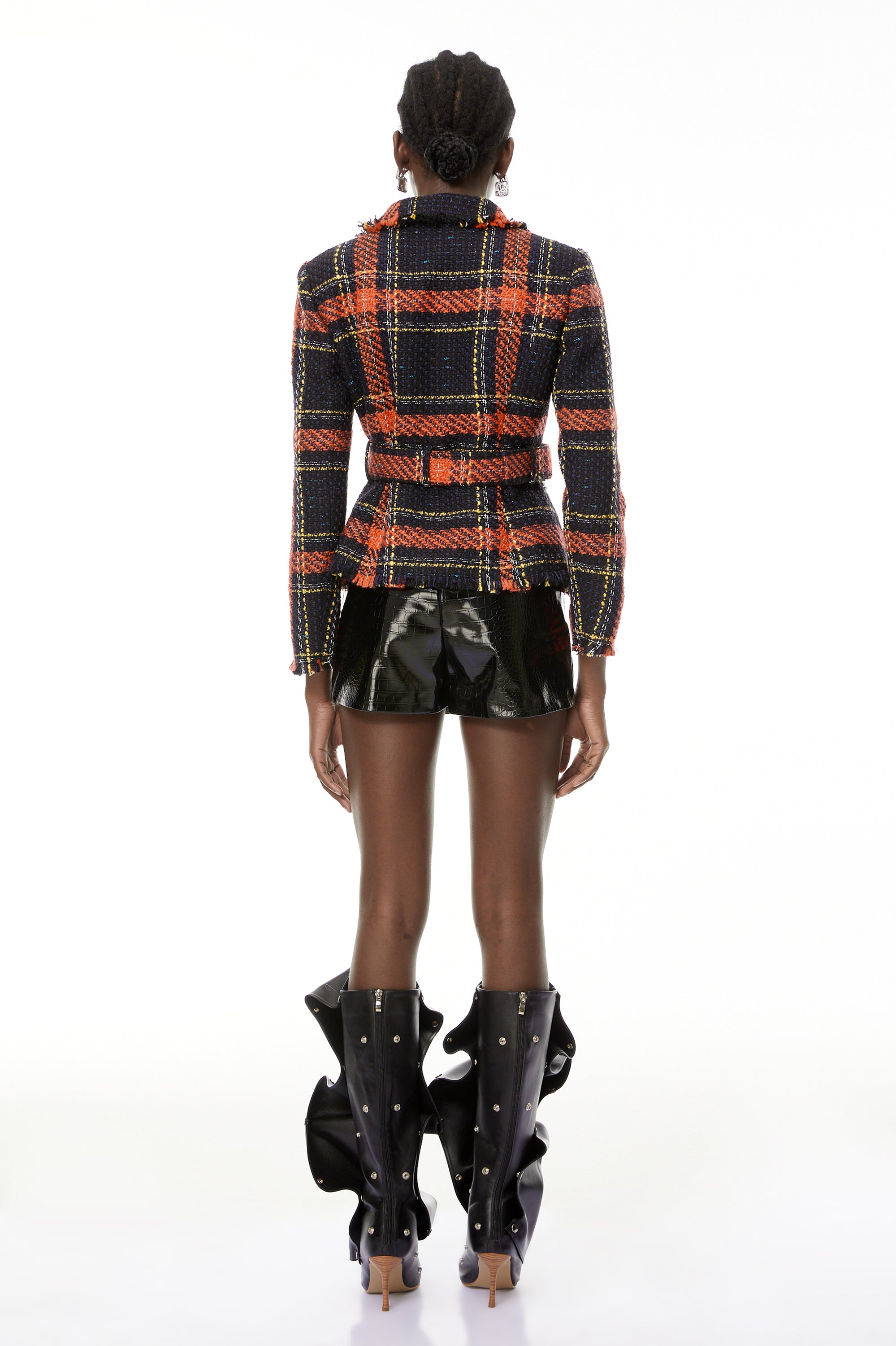 Jenna Black Plaid Weave Design Jacket