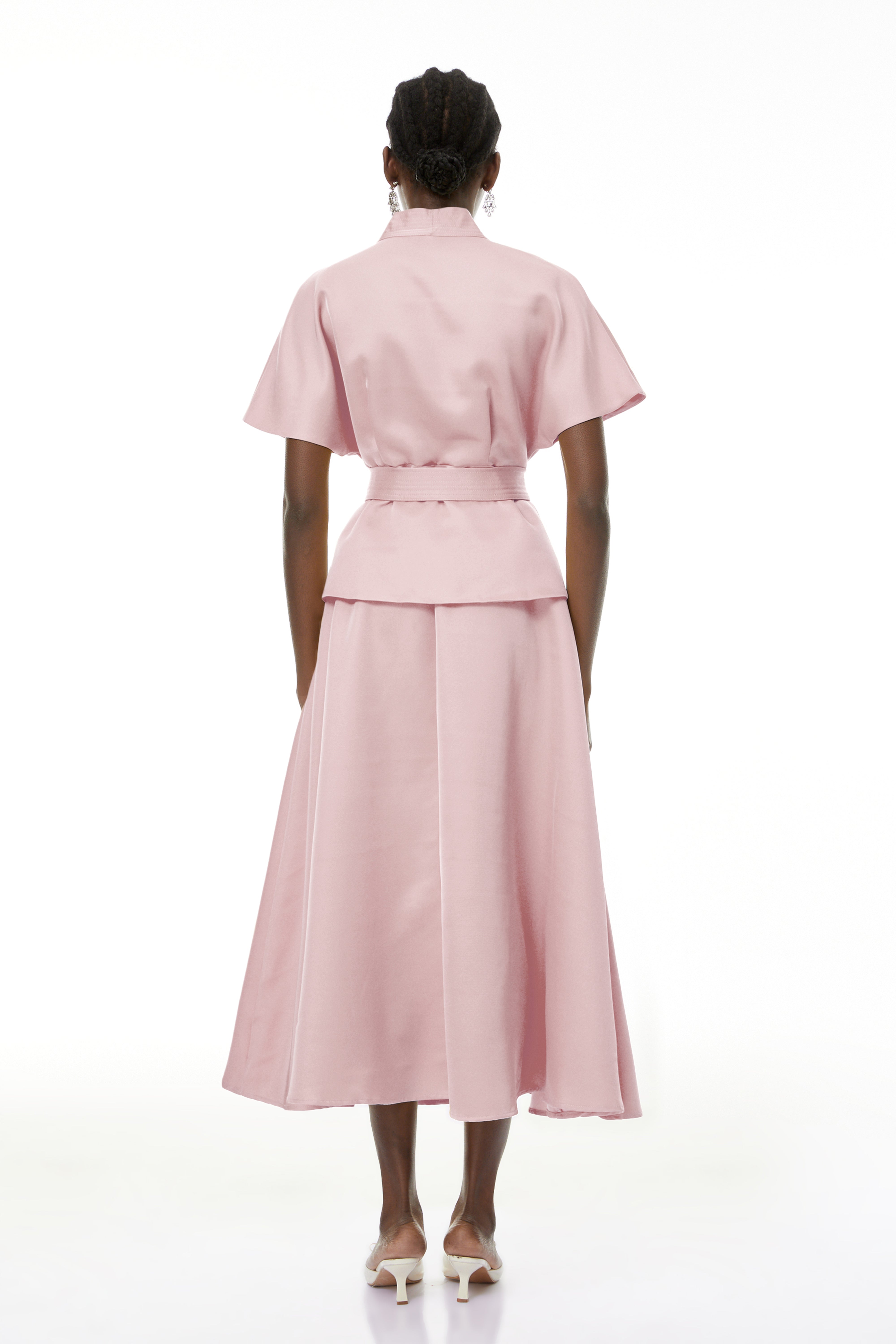 Self-Tie Blouse & Skirt