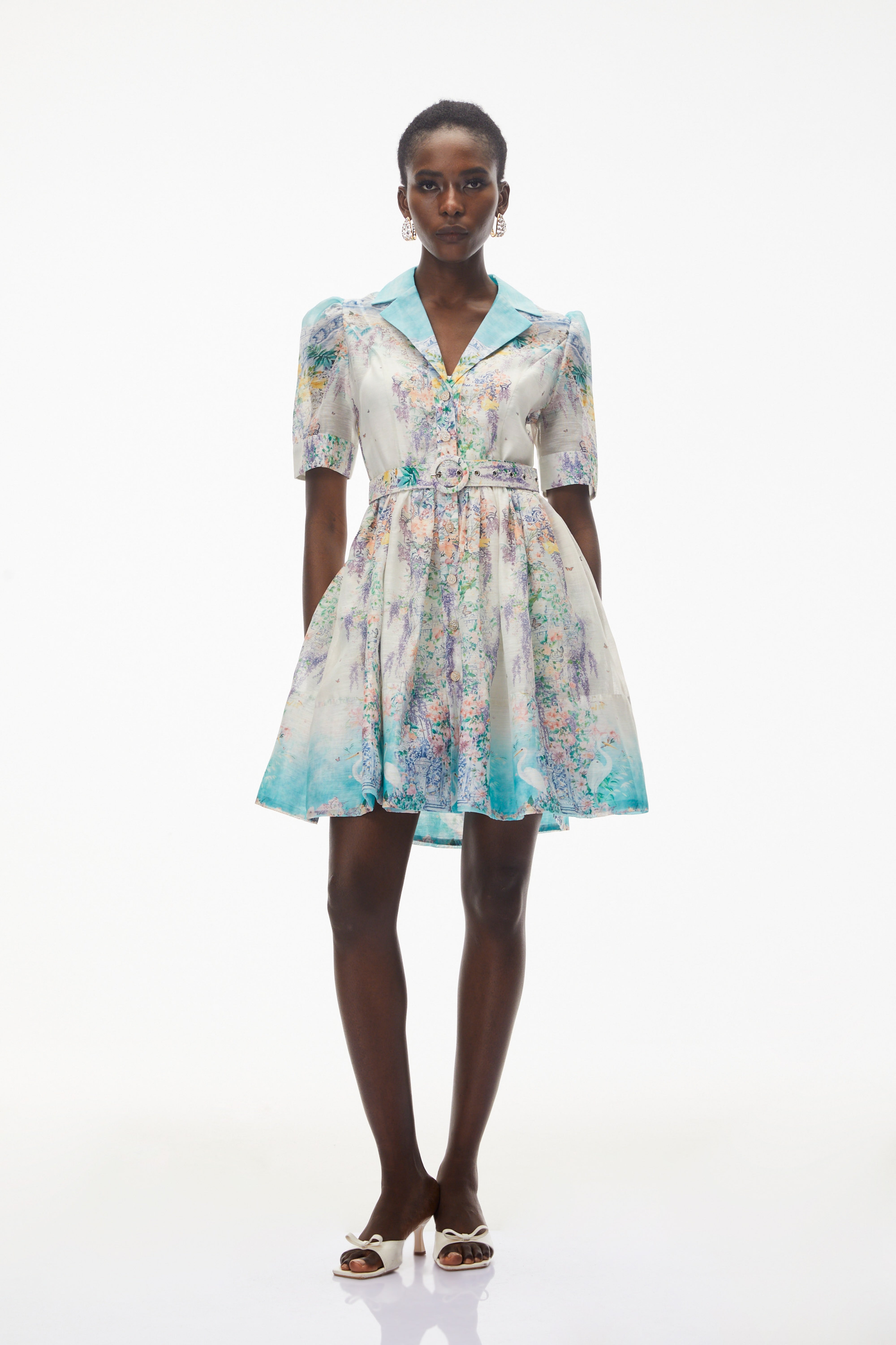 Maxikleid von Kalanit mit weißem Blumenmuster