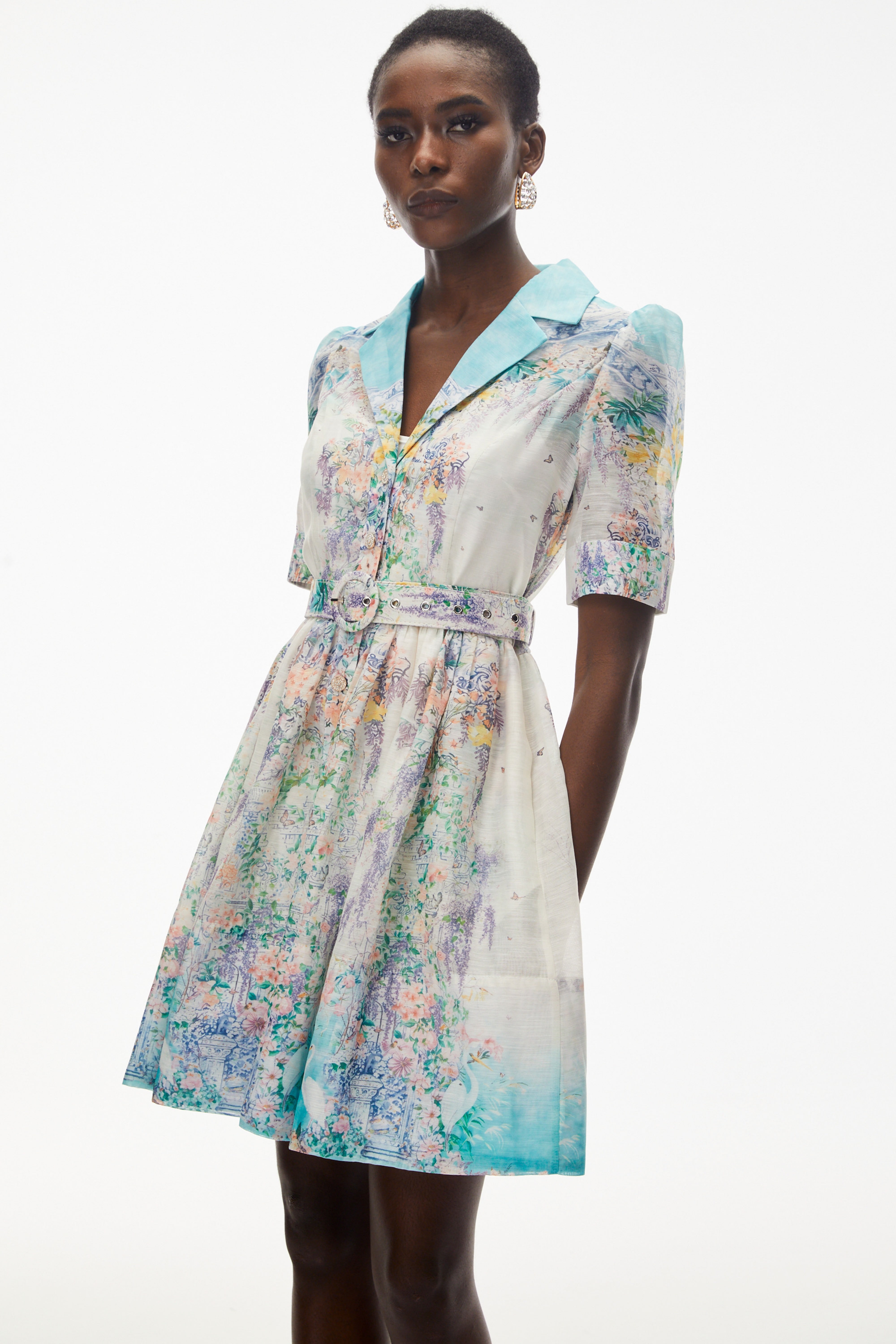 Maxikleid von Kalanit mit weißem Blumenmuster