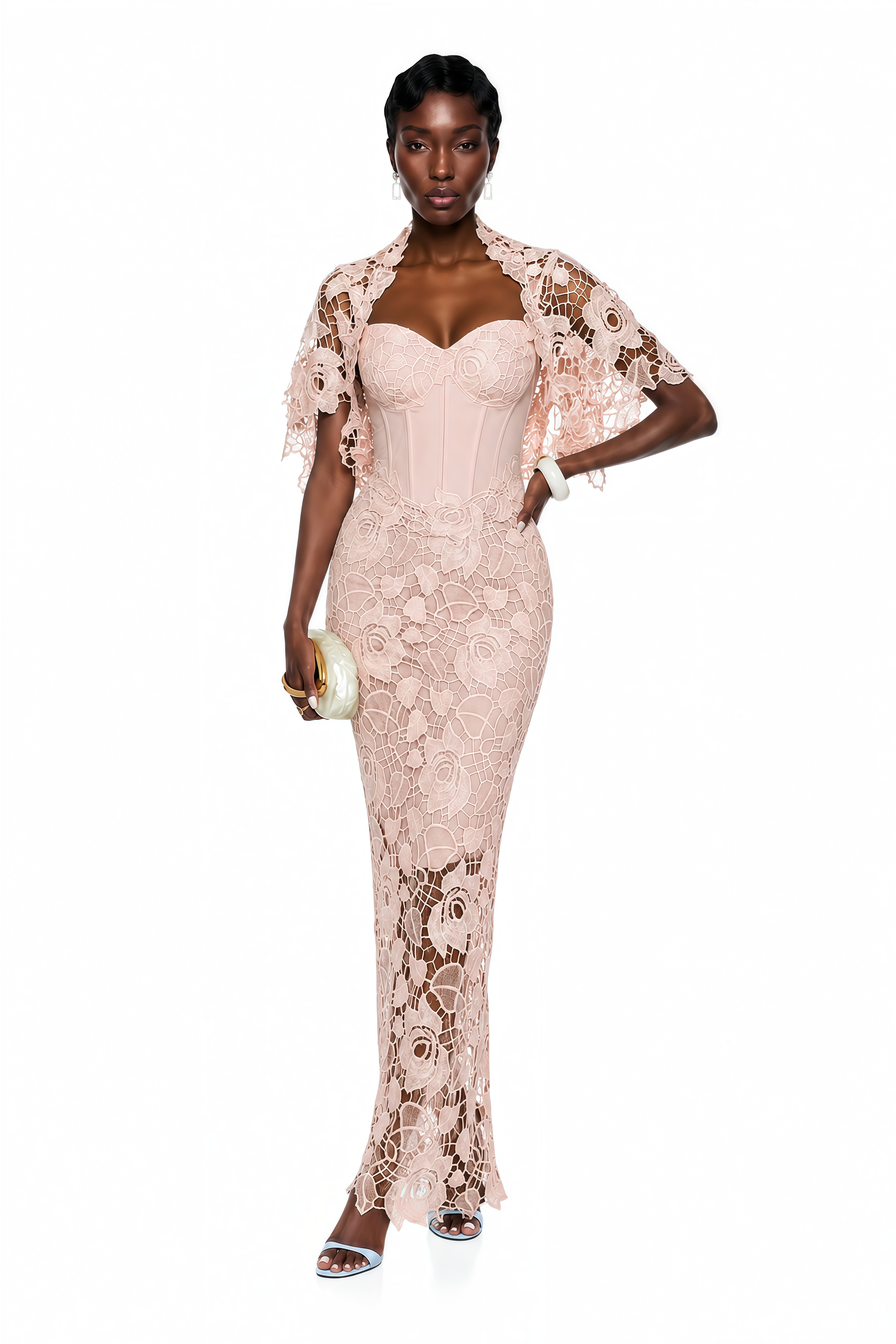 Kamila Pink Solid Color Maxi Dress with Cut-Outs