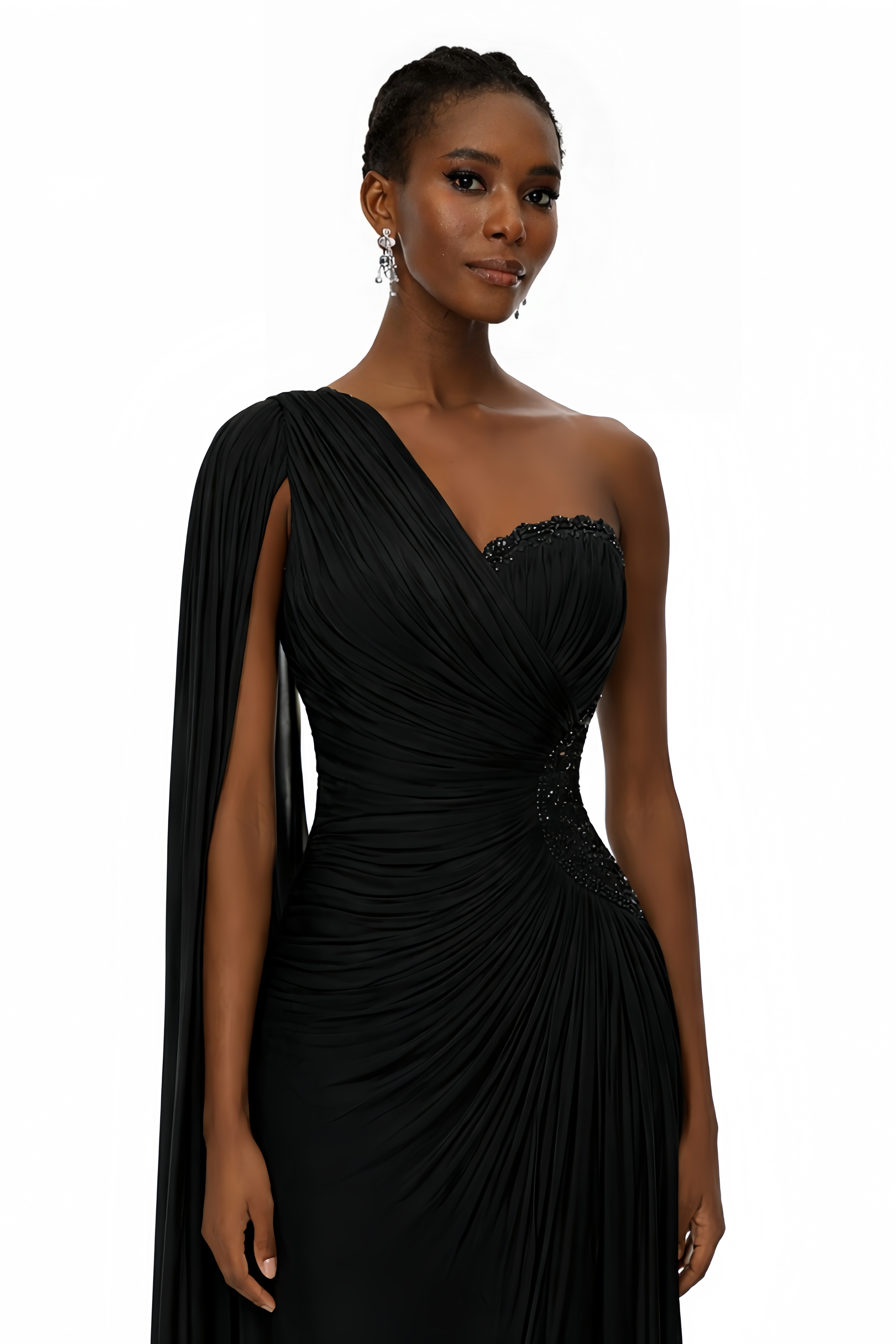 Katrin Black One Shoulder Ruched Maxi Dress