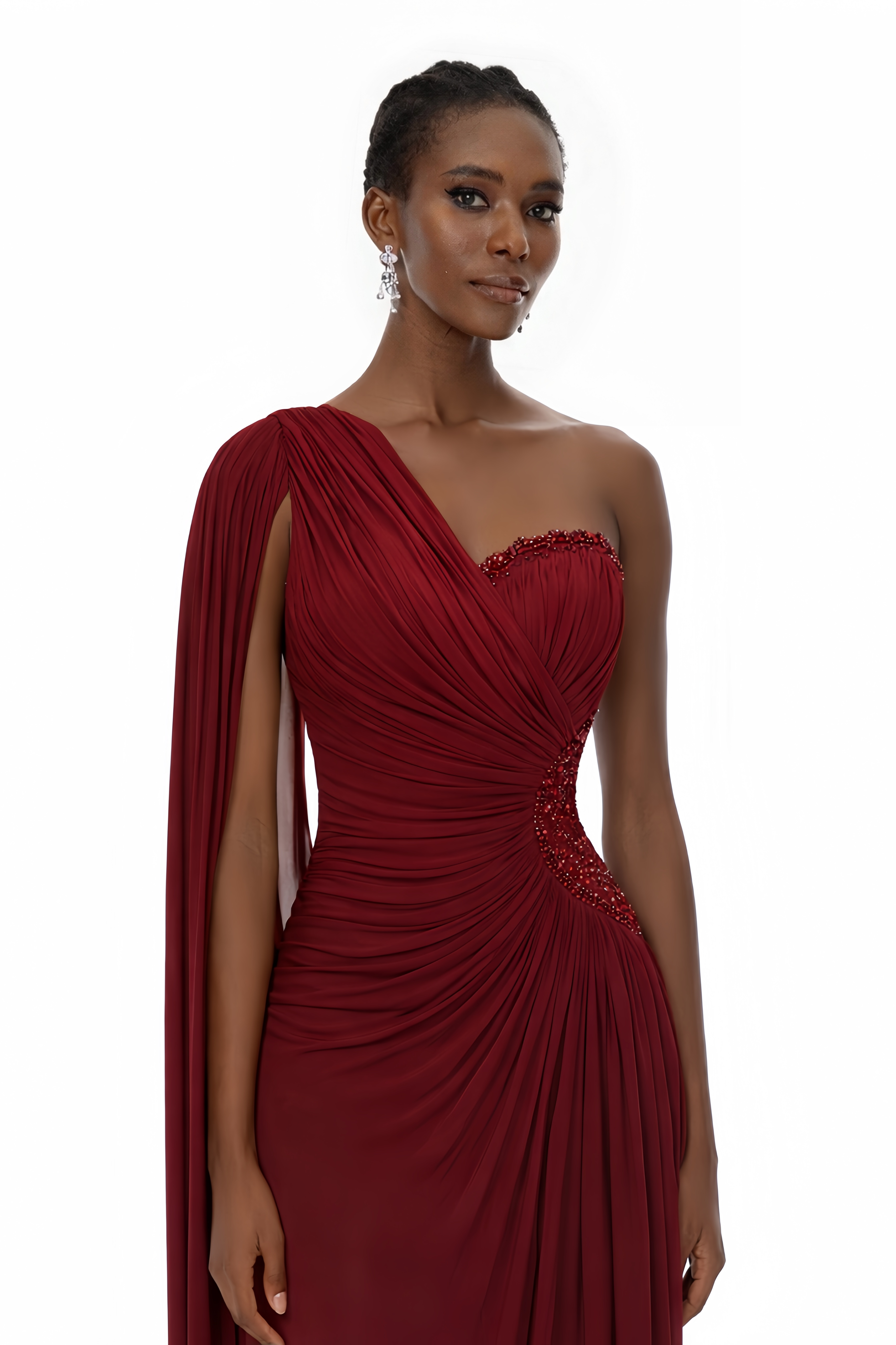 Katrin Red One Shoulder Ruched Maxi Dress