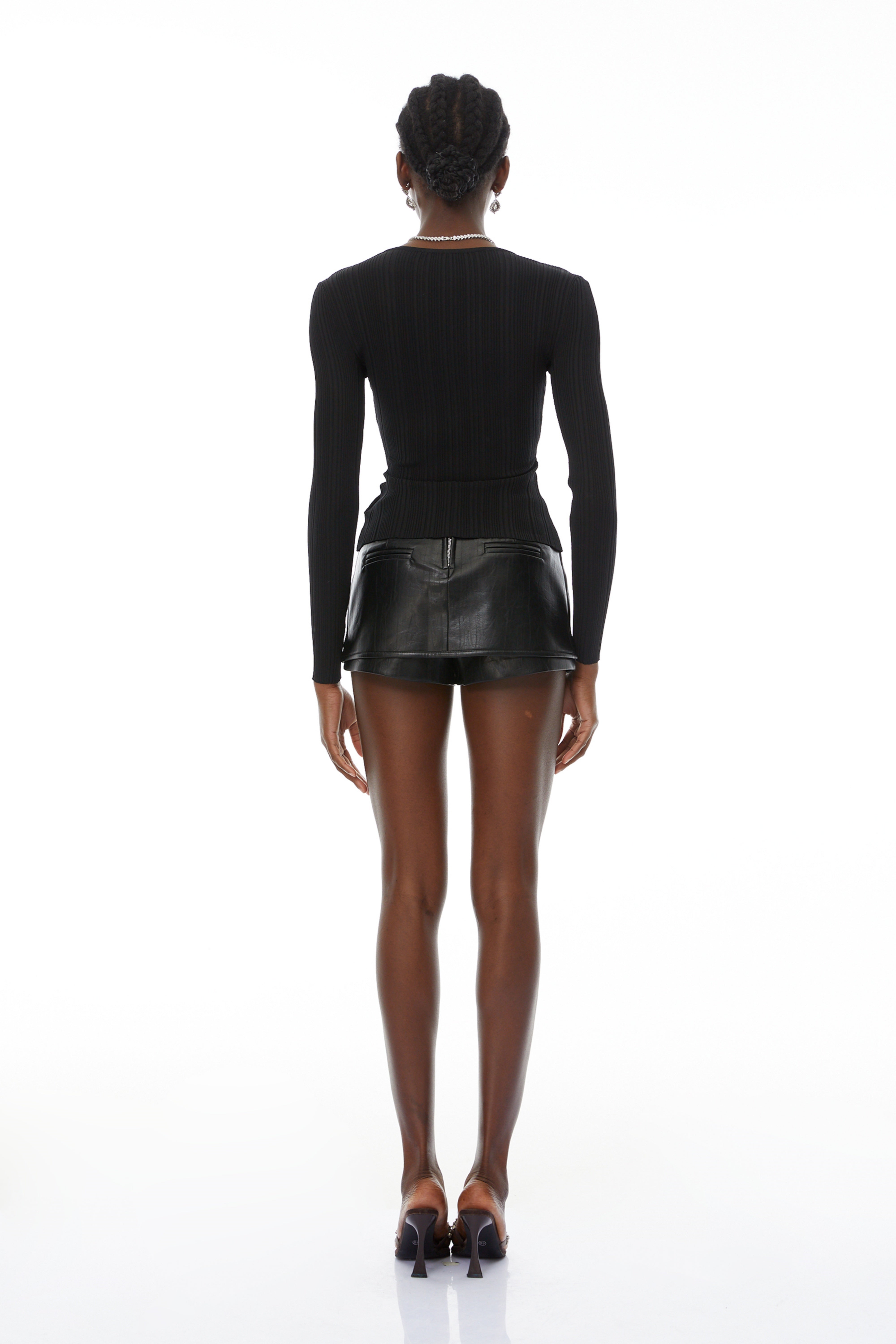 Laia Black Lace Trim Knit Top