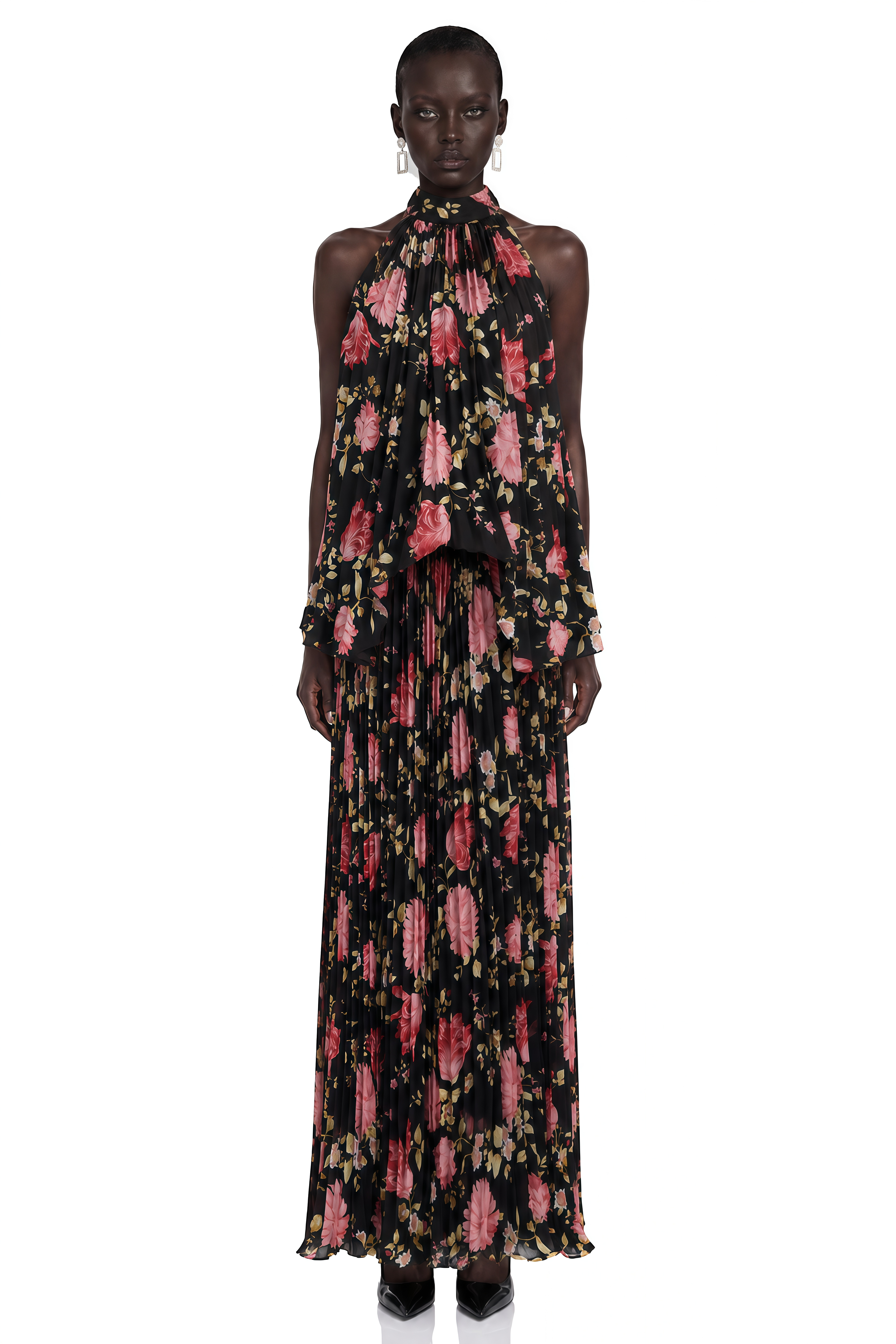 Ensemble top et jupe sans manches à imprimé floral Lauren Black