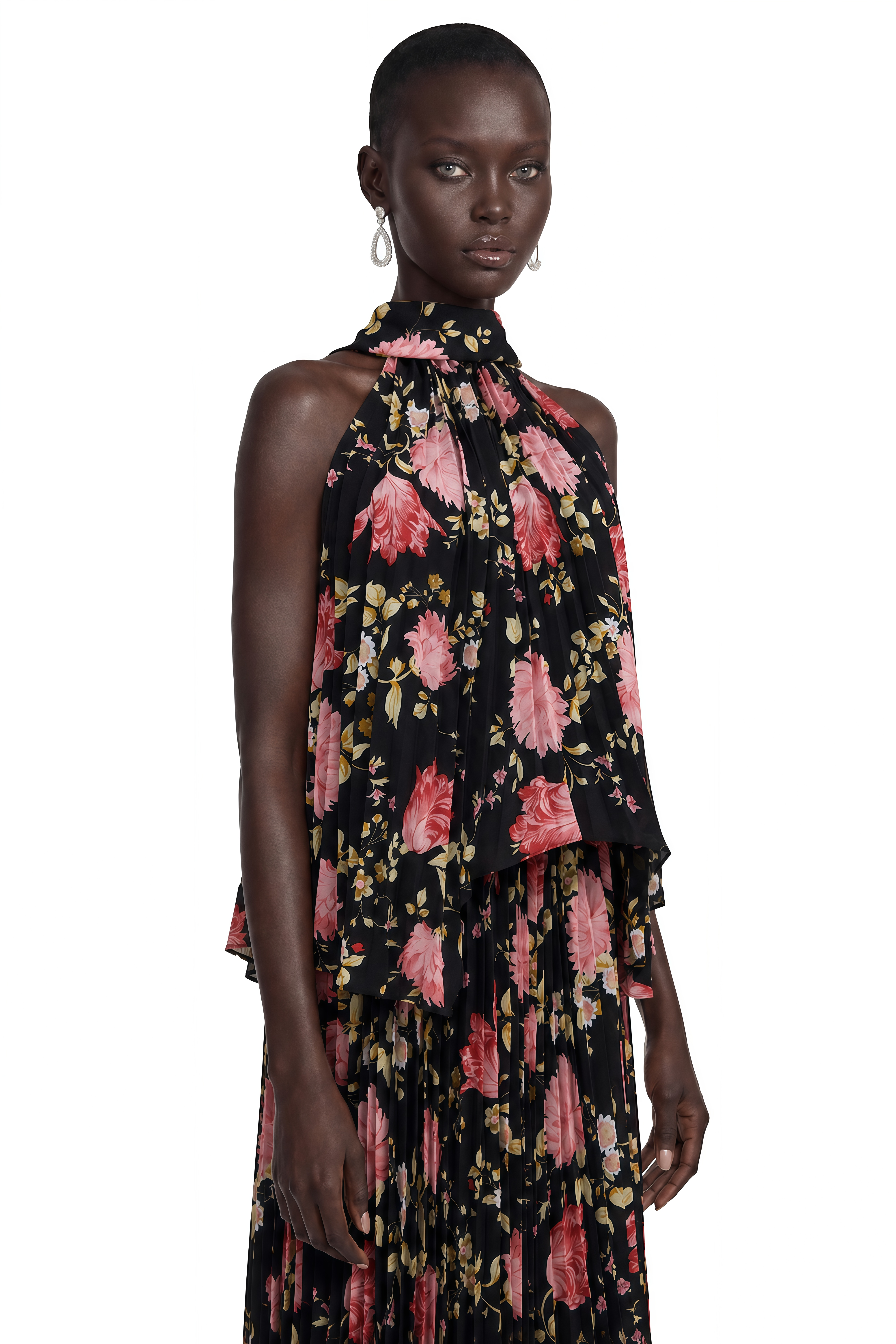 Ensemble top et jupe sans manches à imprimé floral Lauren Black