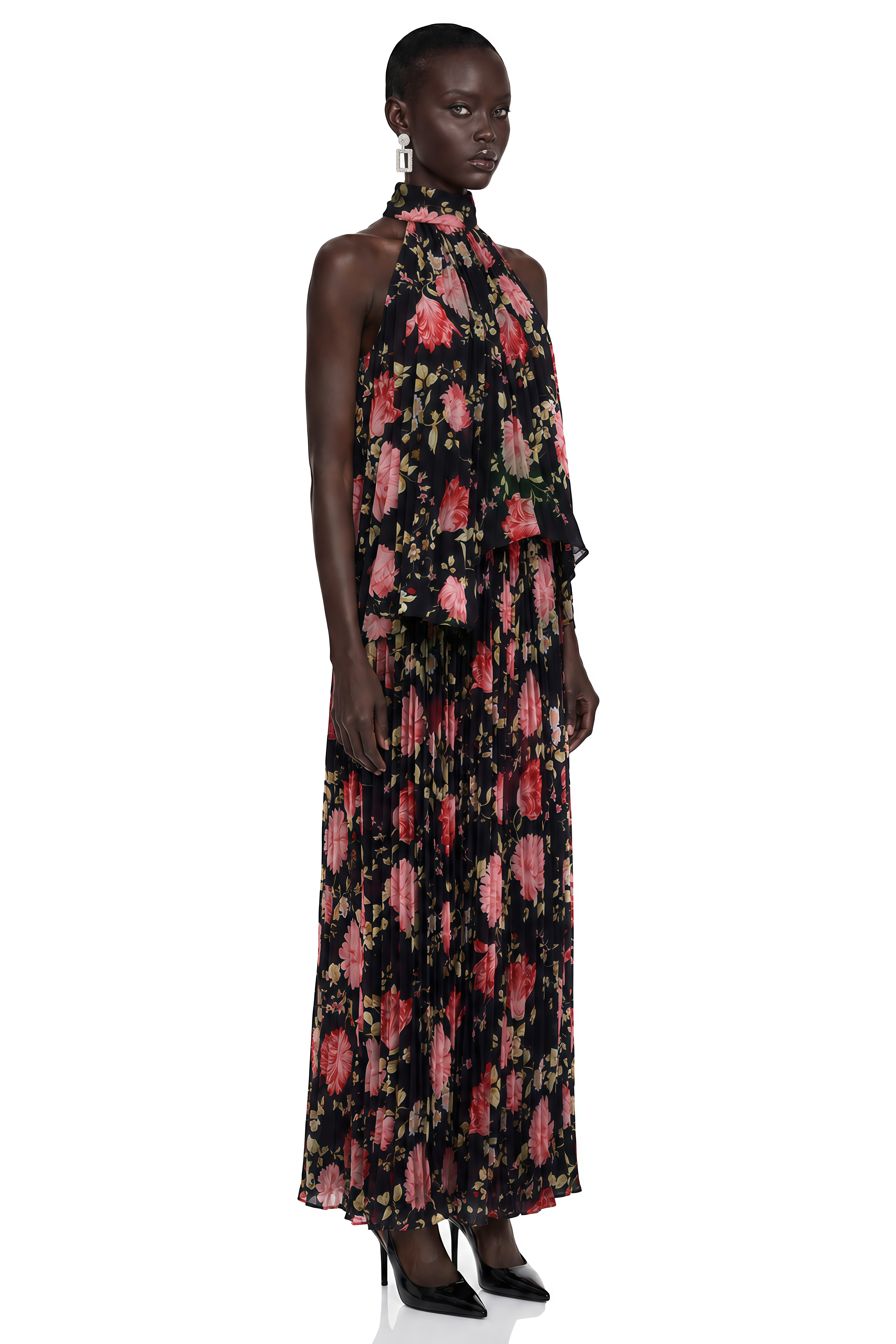 Ensemble top et jupe sans manches à imprimé floral Lauren Black