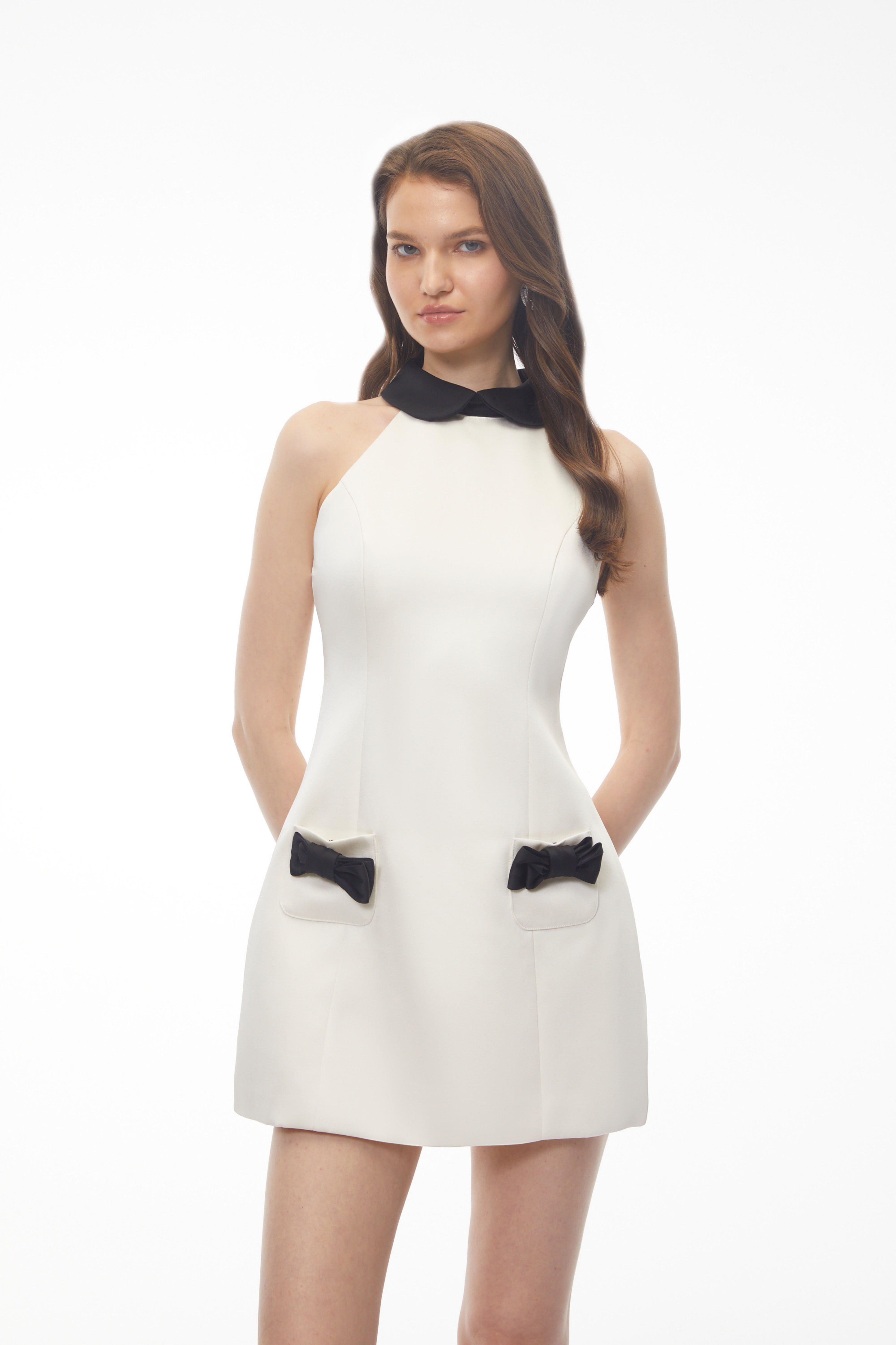 Lavinia White Halterneck Color Block Mini Dress