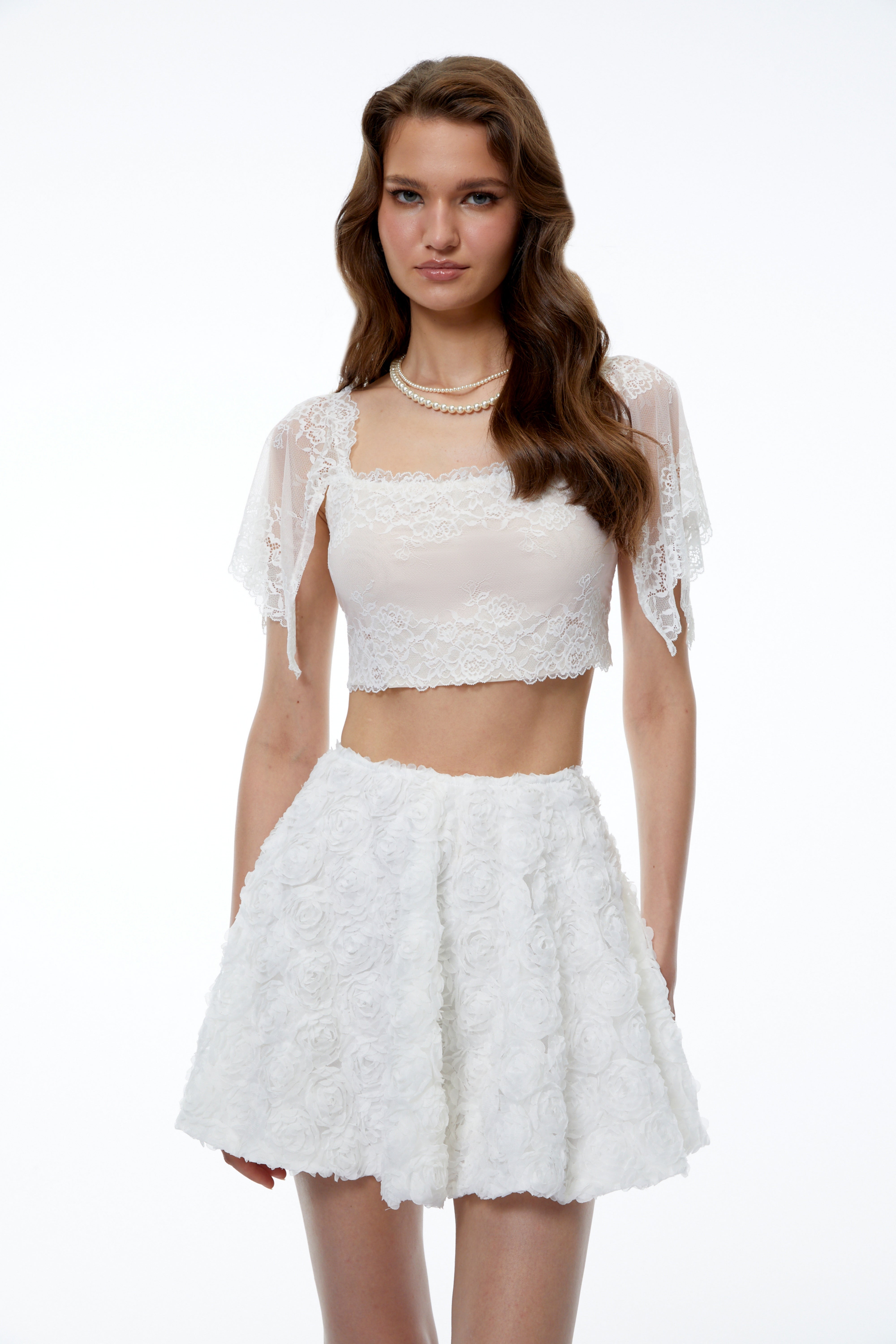 Leilani Pink Semi-sheer Lace Trim Top