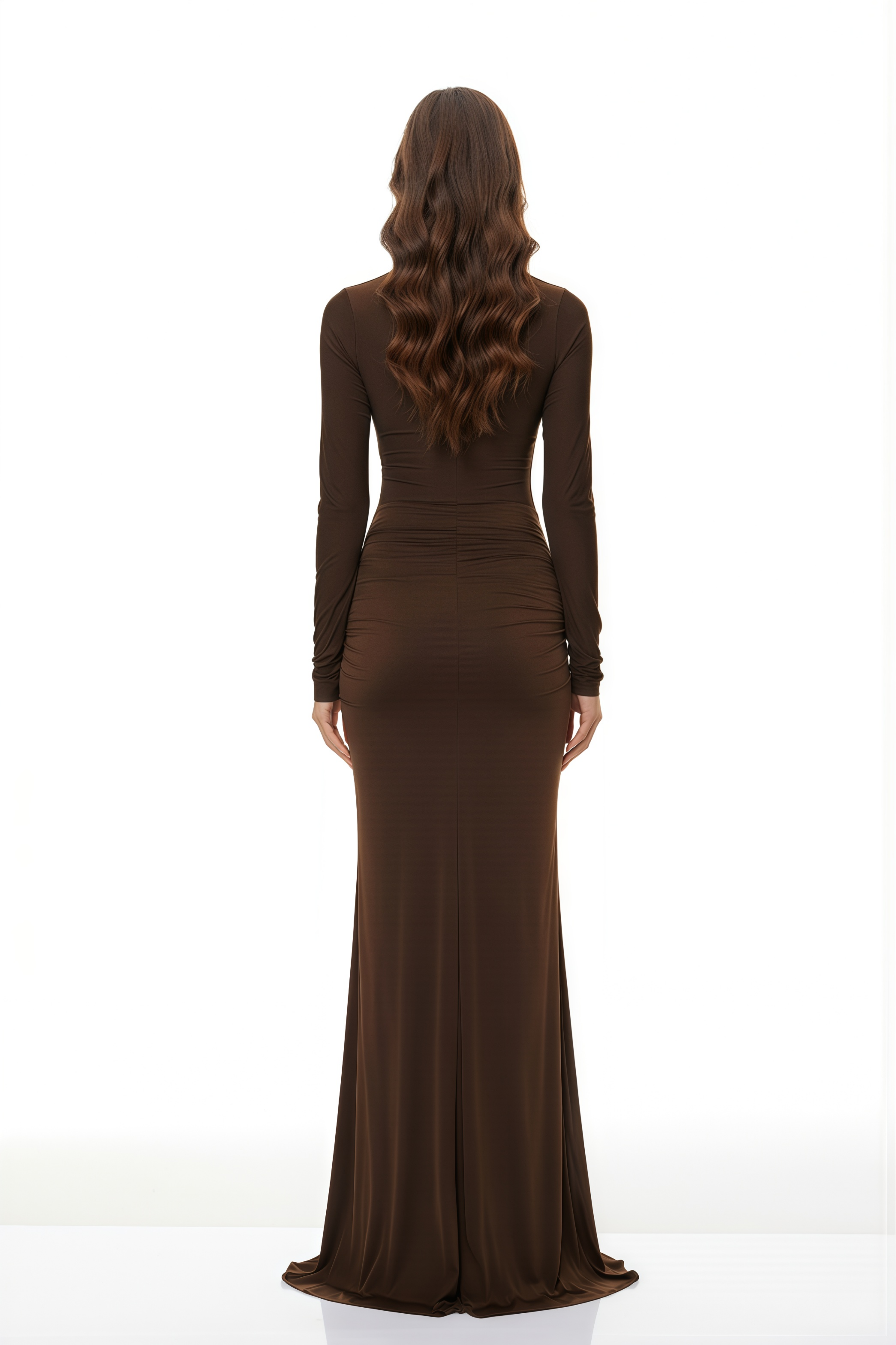 Lena – Maxikleid in Schokoladenbraun mit gekreuztem Ausschnitt