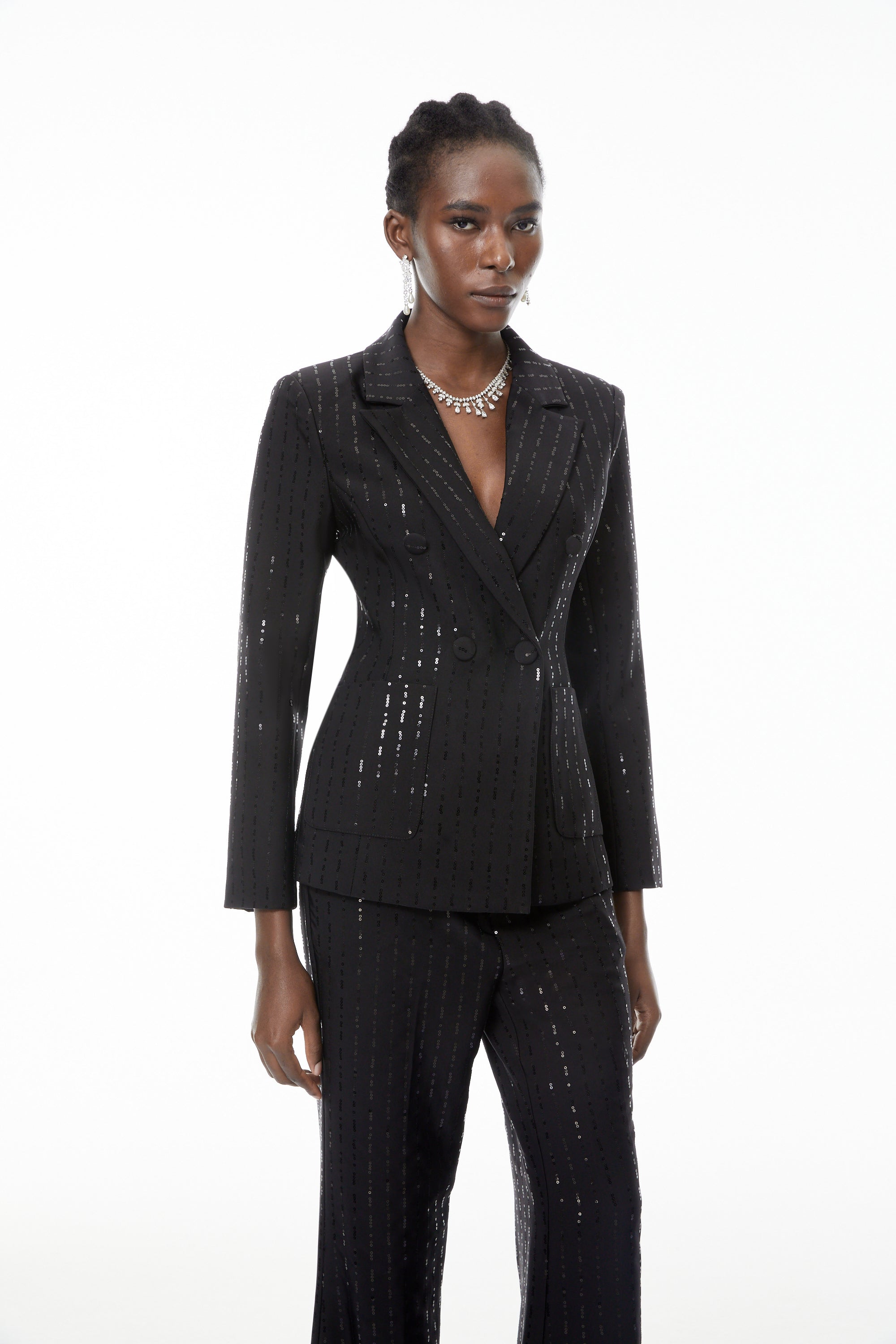 Leonie Black Sequin Blazer & Trouser Set
