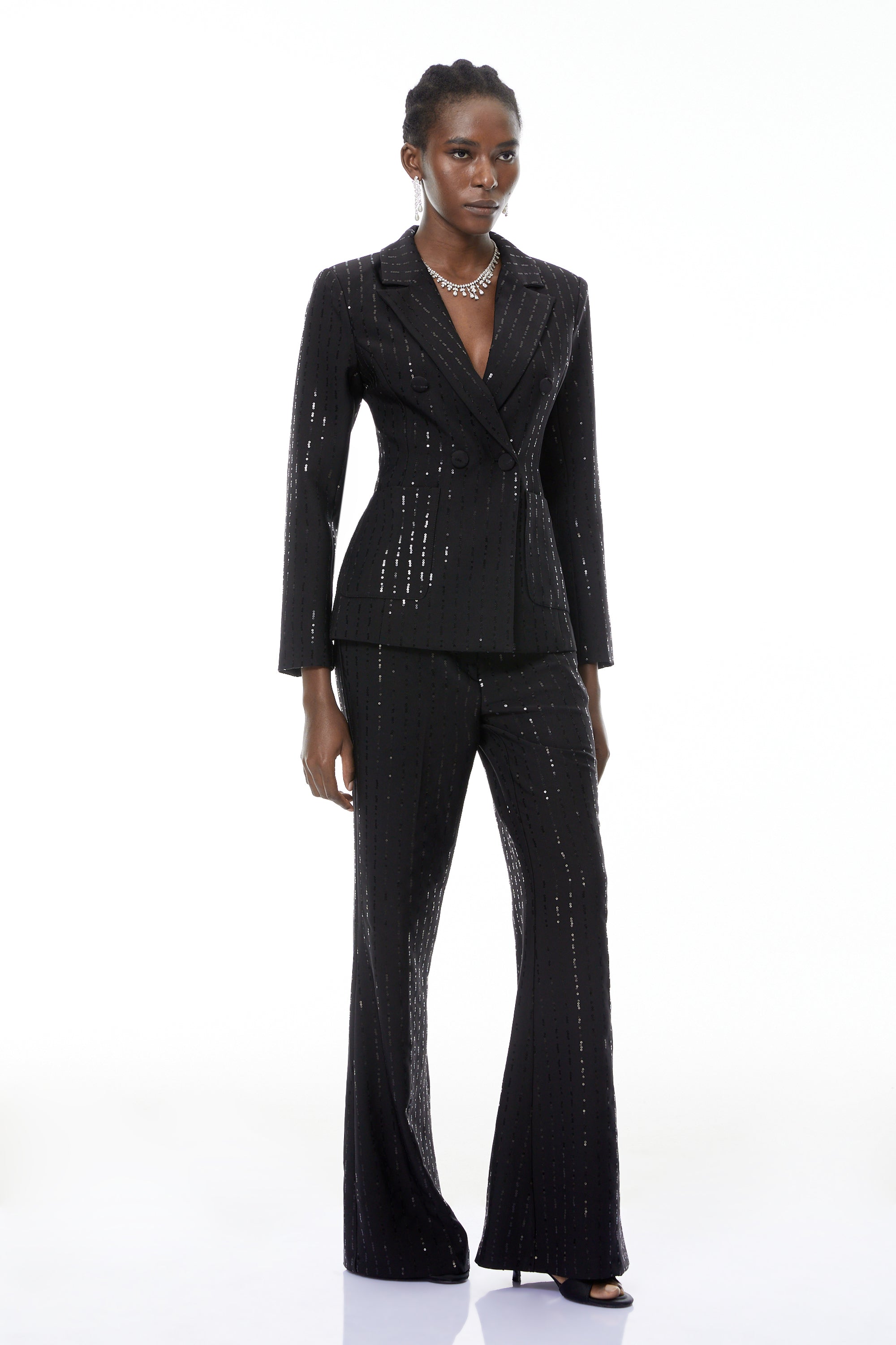 Leonie Black Sequin Blazer & Trouser Set