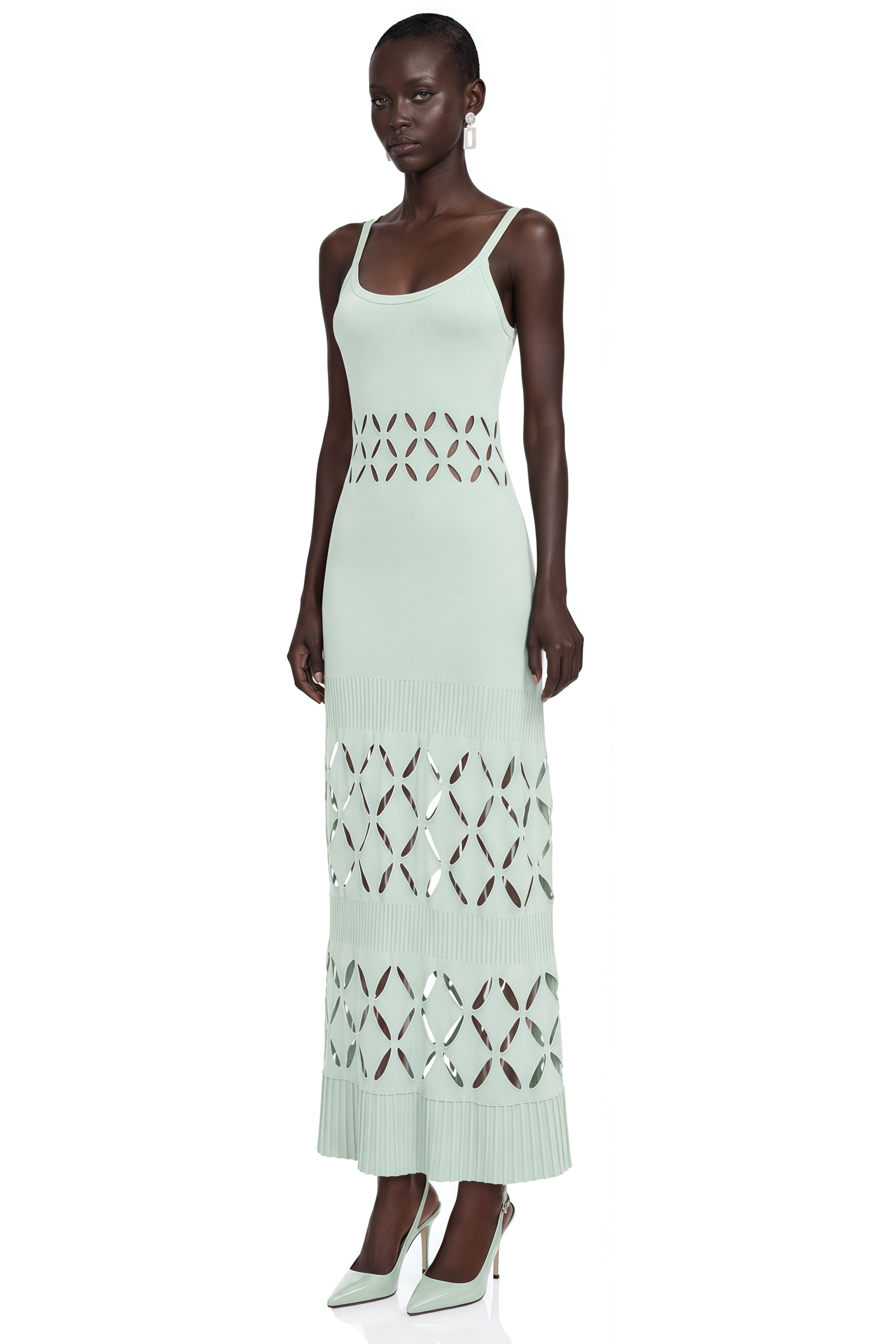 Leonore Green Cut-out Knitted Maxi Dress