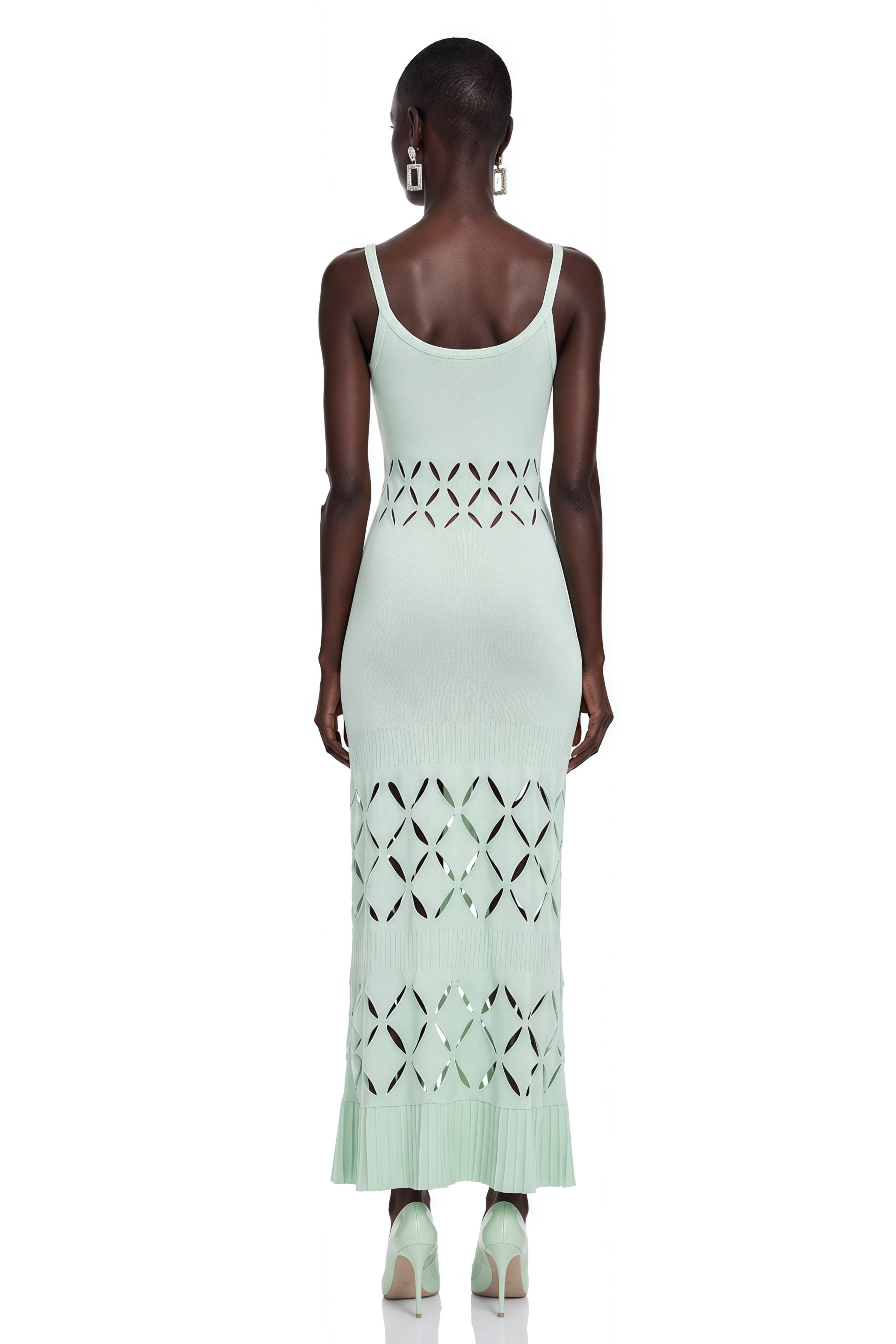 Leonore Green Cut-out Knitted Maxi Dress