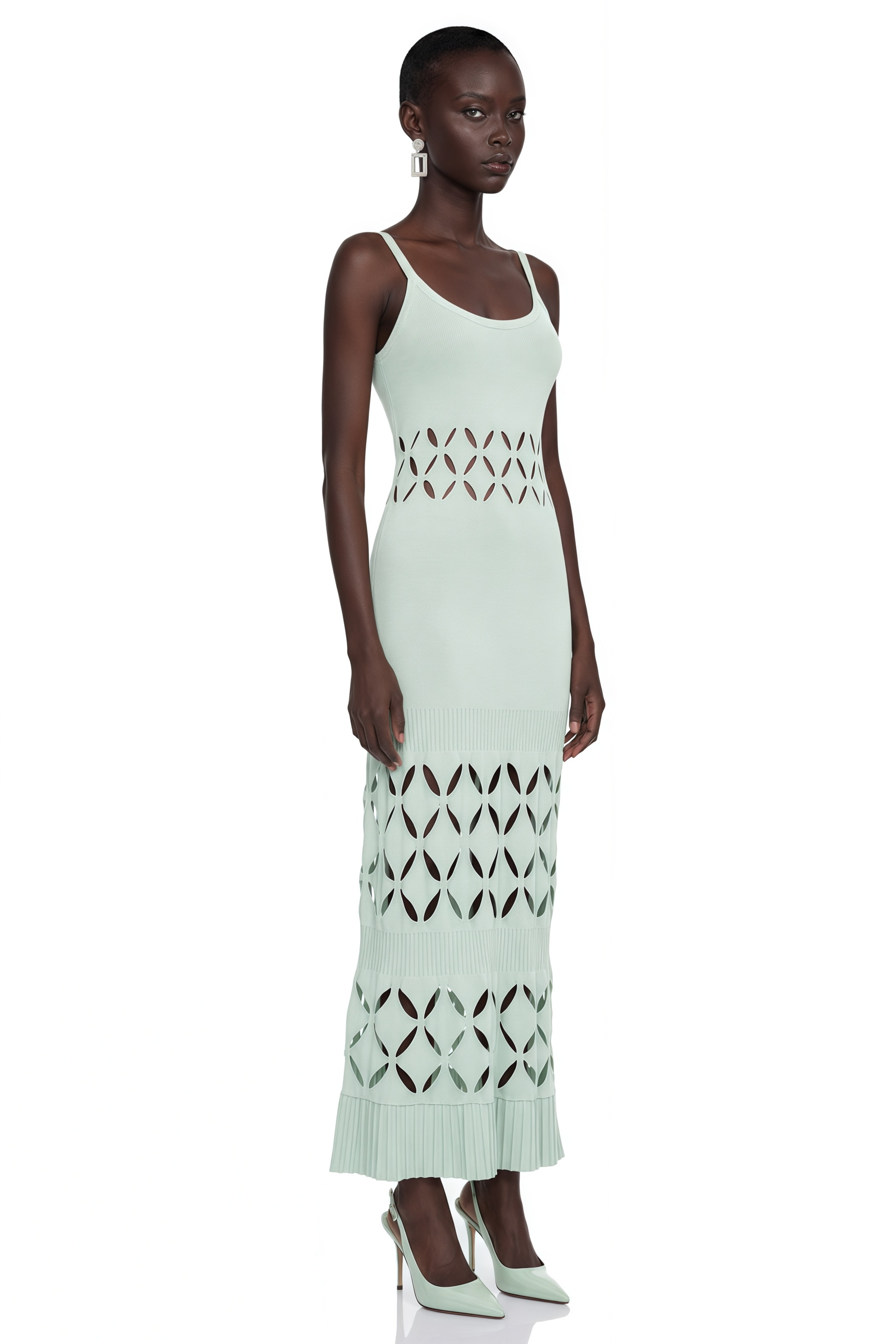 Leonore Green Cut-out Knitted Maxi Dress