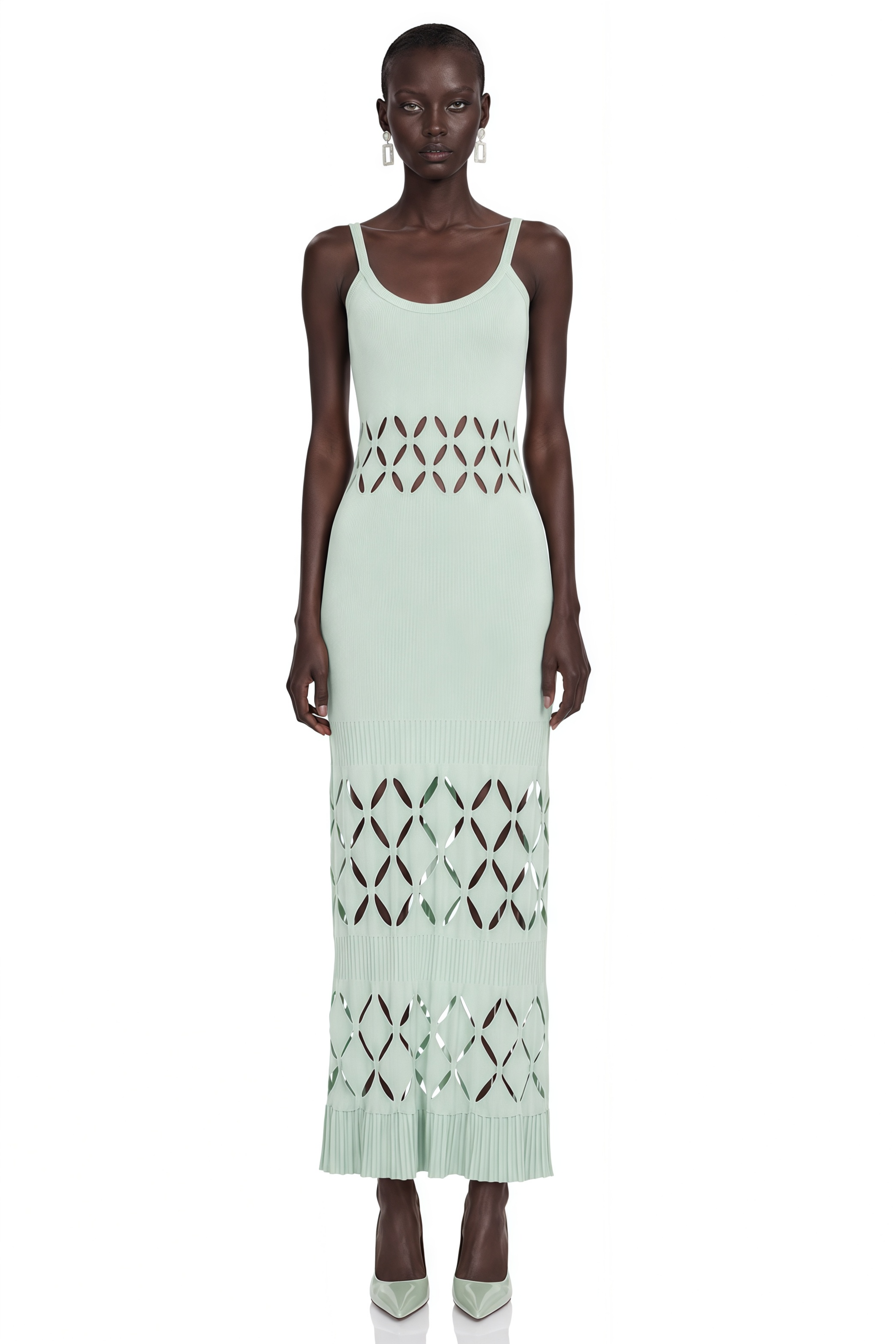 Leonore Green Cut-out Knitted Maxi Dress