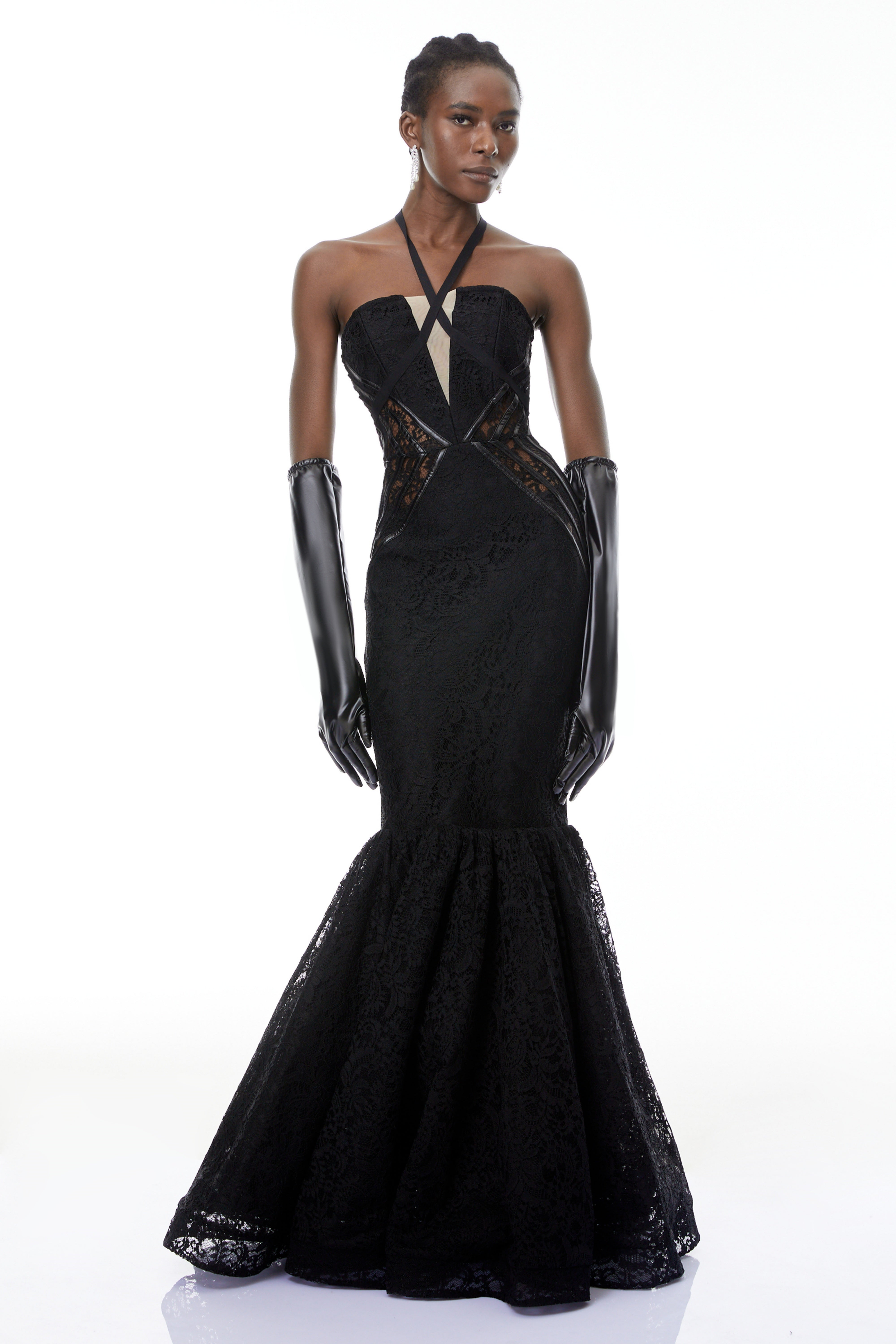 Letiția Black Halterneck Mermaid Maxi Dress