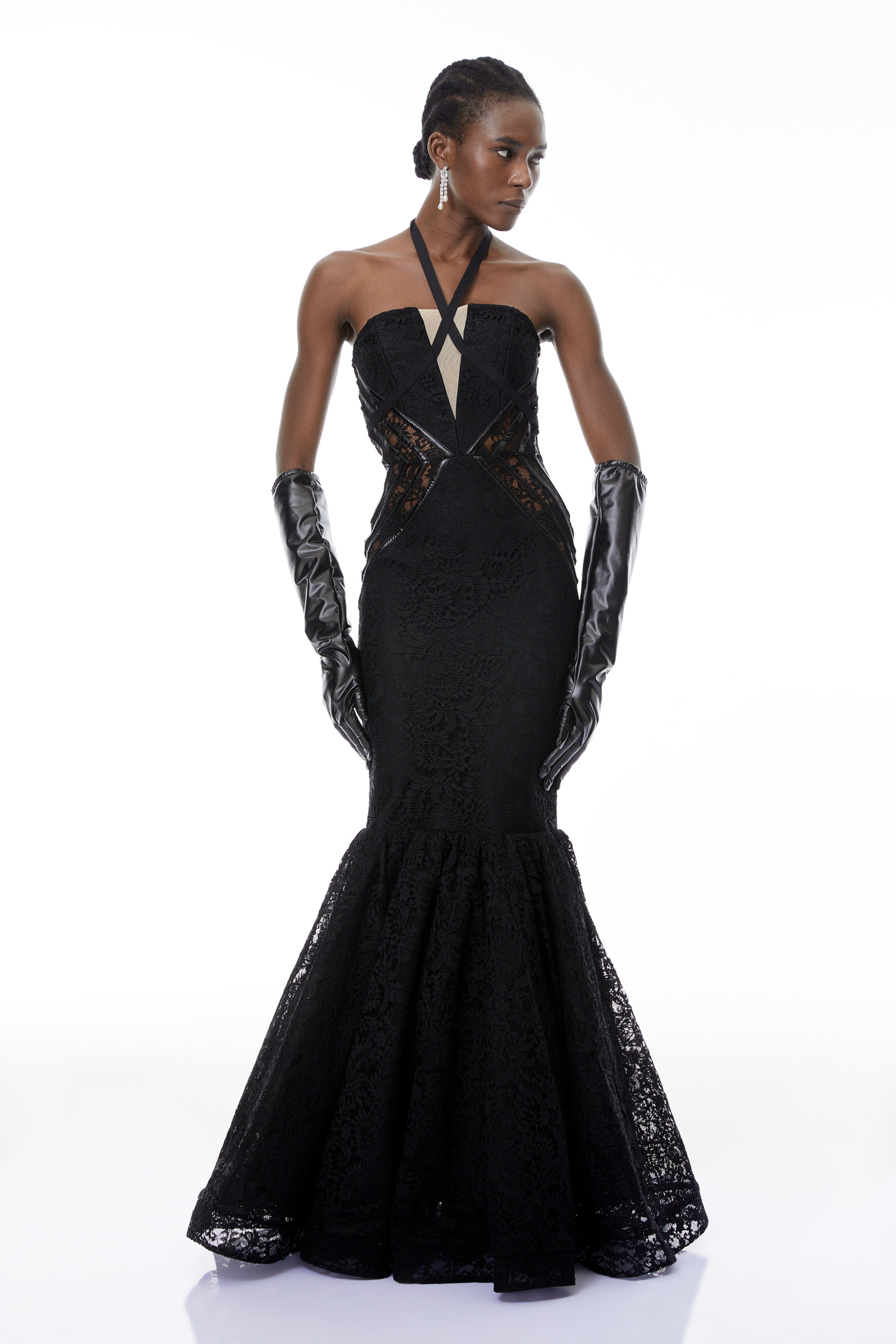 Letiția Black Halterneck Mermaid Maxi Dress