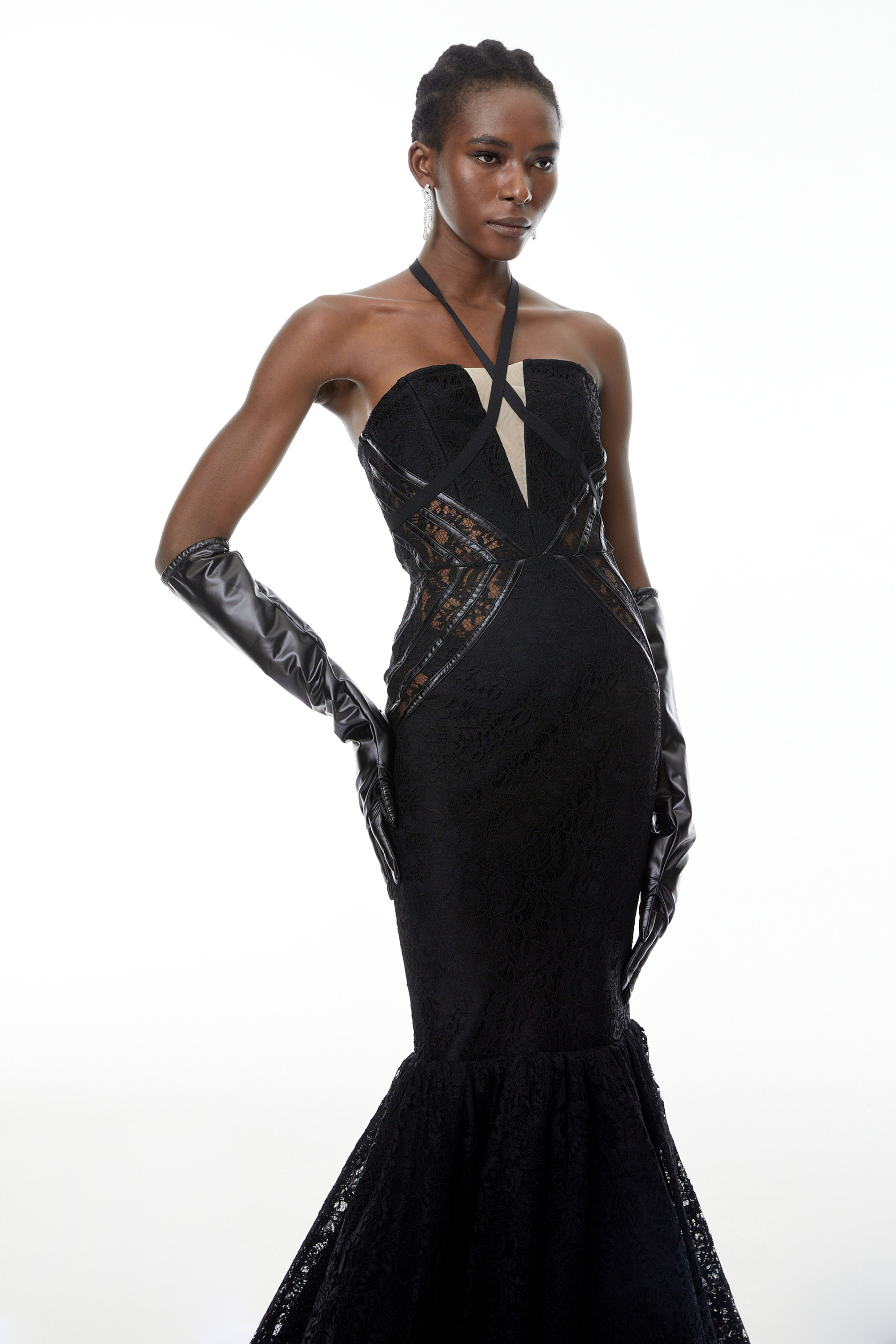 Letiția Black Halterneck Mermaid Maxi Dress