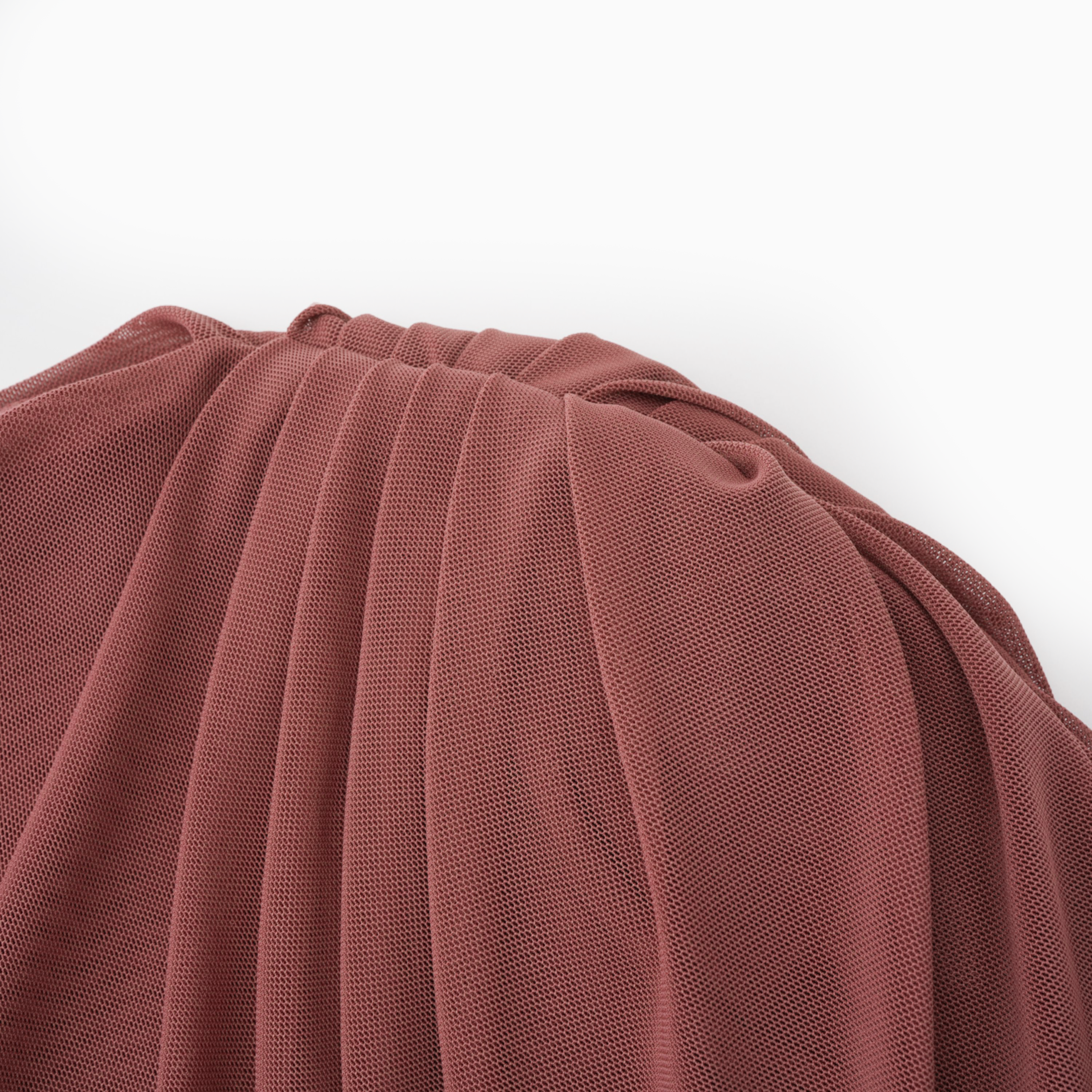Dusty rose draped one-shoulder gown with center ruching