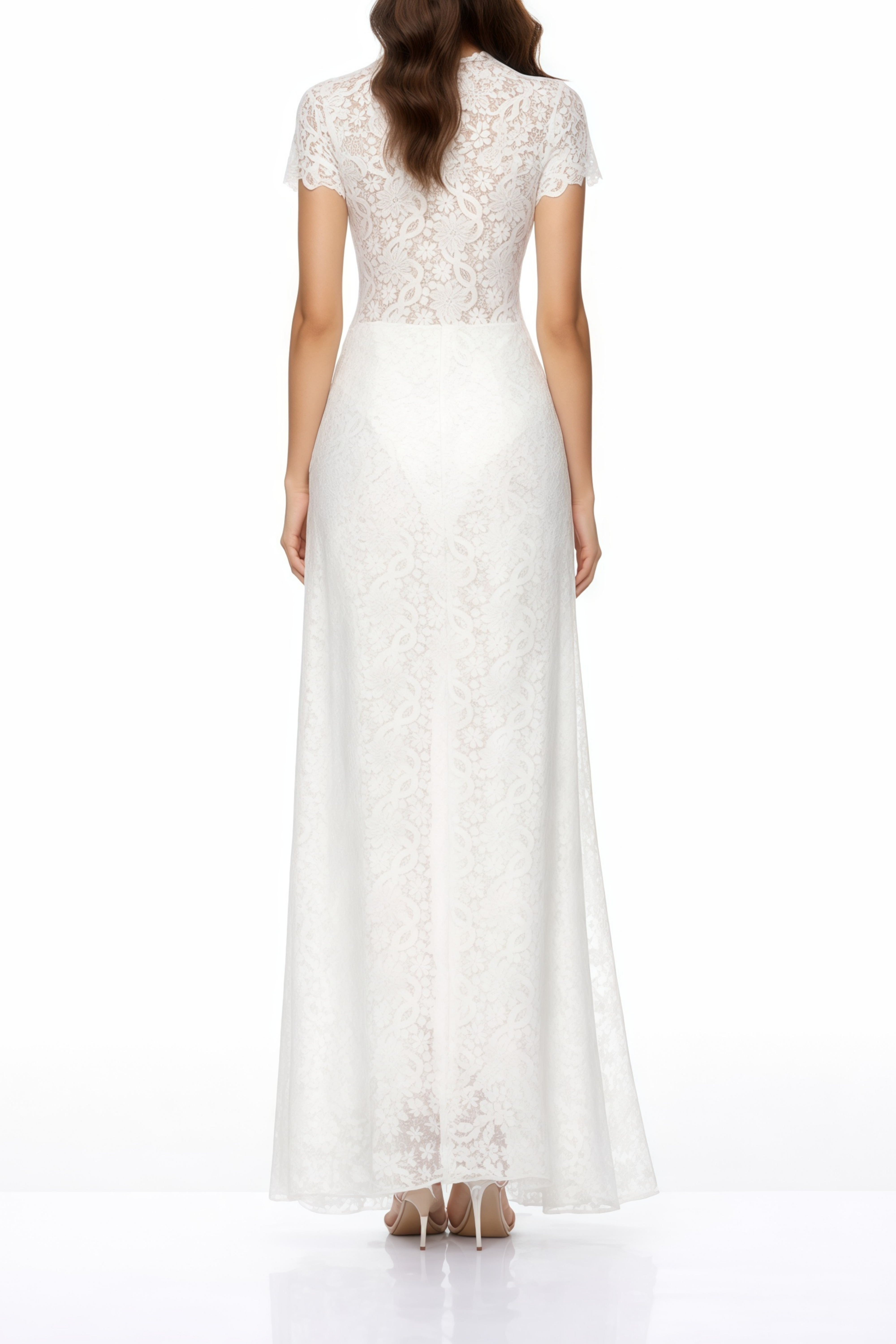 Loana White Floral Lace Top & Trousers Set   