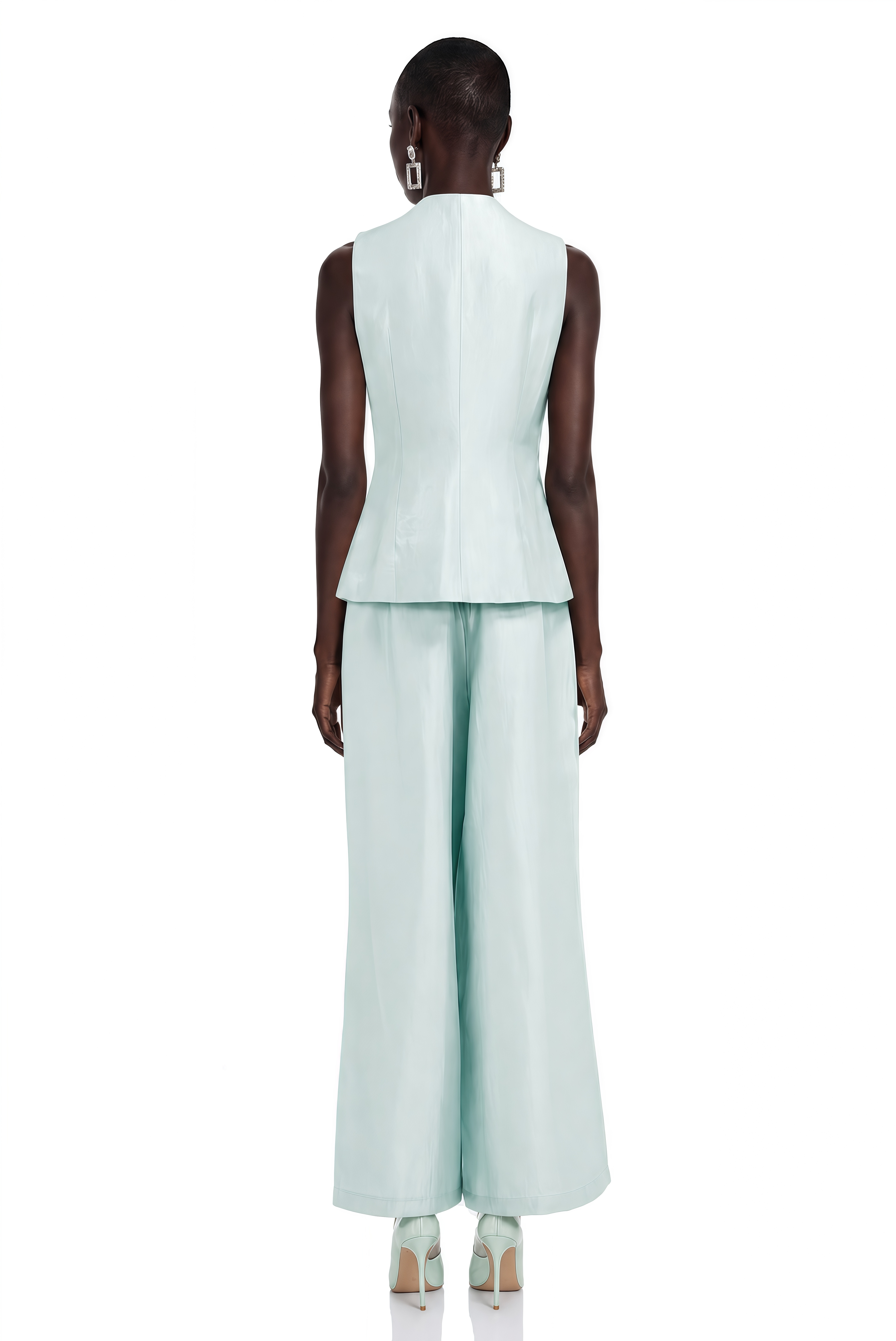 Lorraine Taupe Tailored Vest & Trousers Set with Metal Brooch