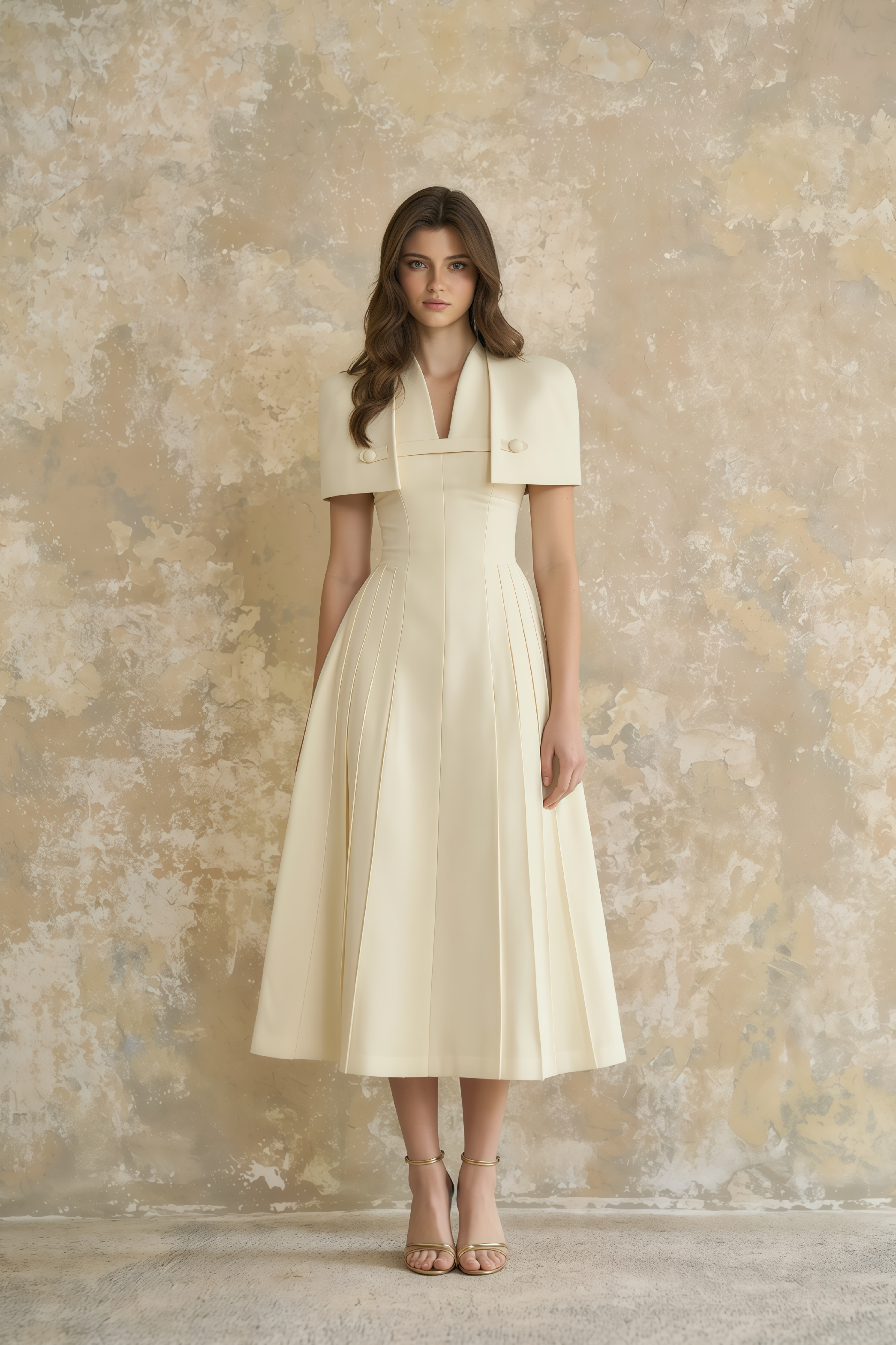 Lovisa Neutrales Schulterfreies Midikleid mit gerafftem Detail