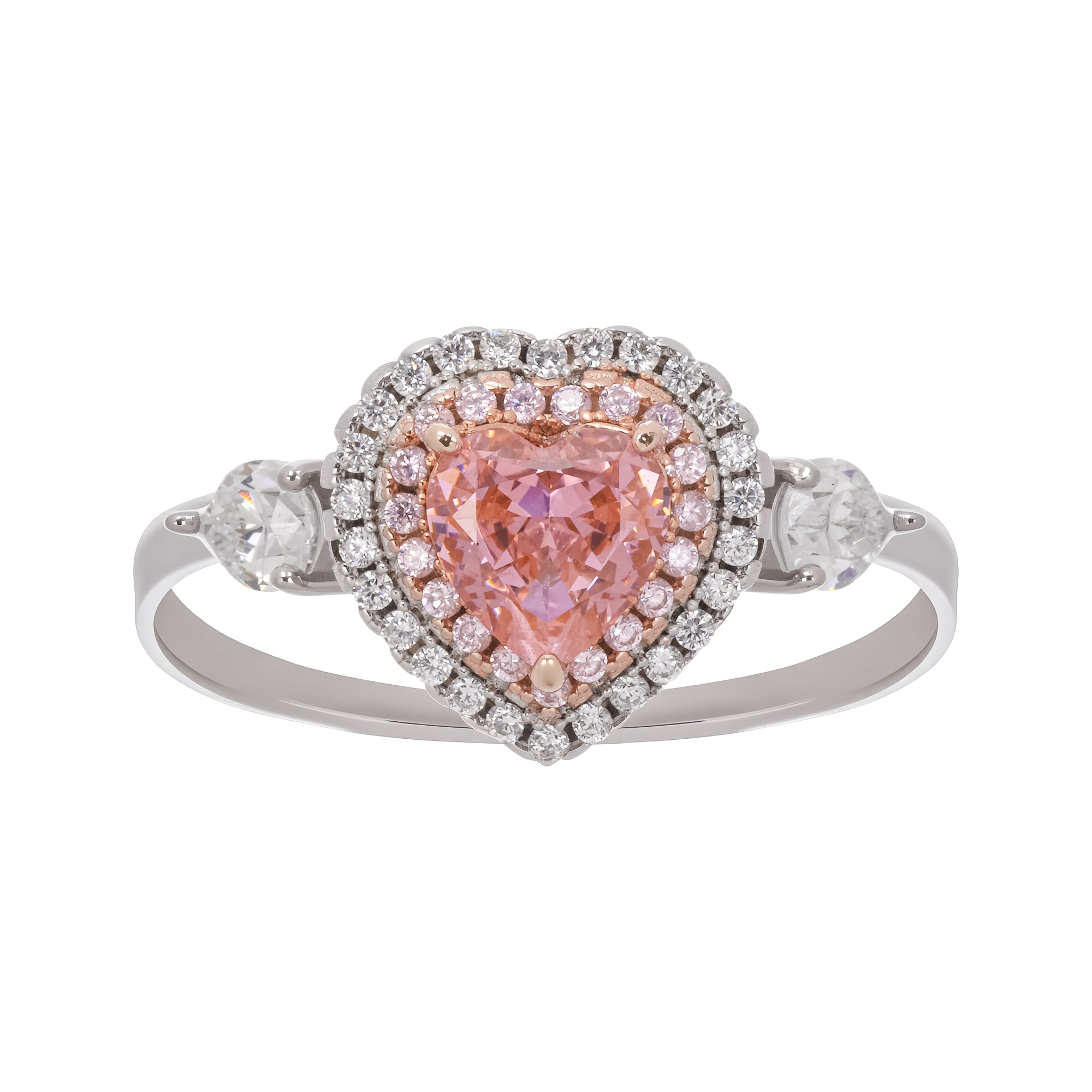 Impératrice Sterling-Silberring mit rosa Edelstein im Herzschliff