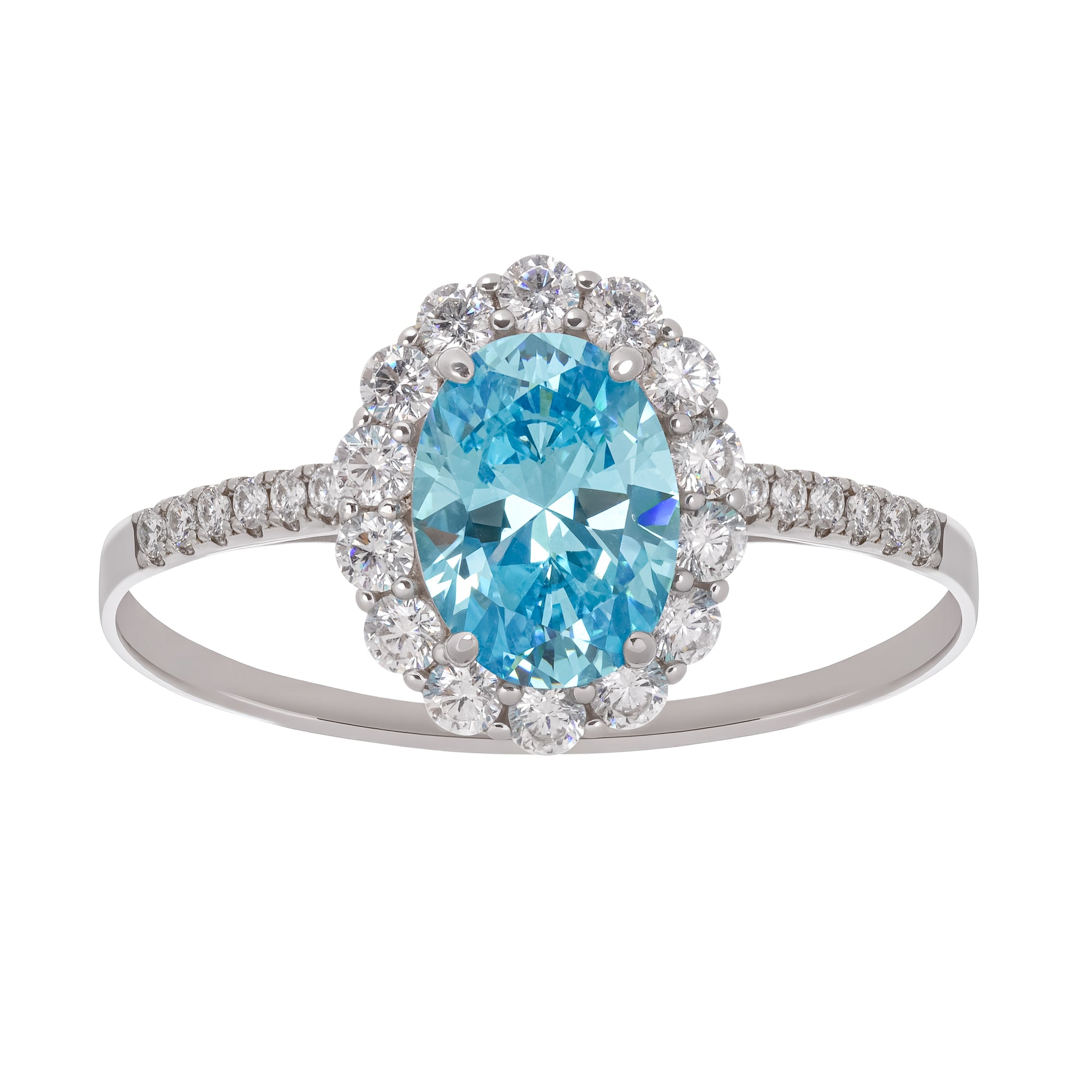 Sterling-Silberring mit ovalem Edelstein in Angle Blue