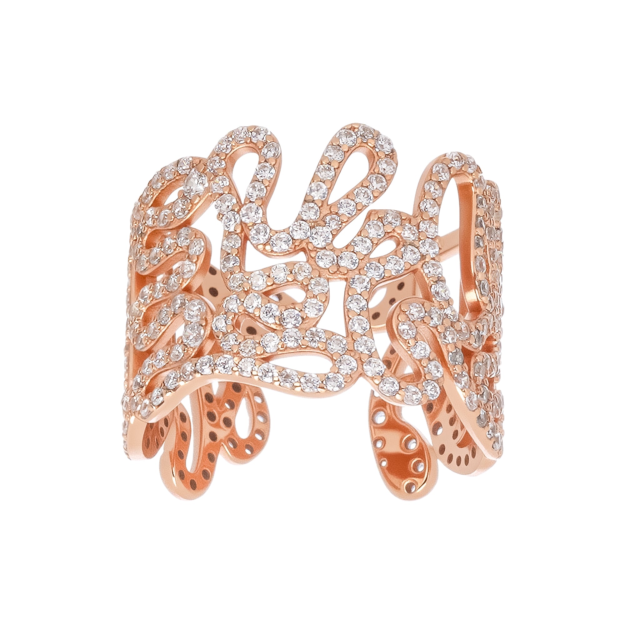 Écorce – Verstellbarer Ring aus Sterlingsilber mit offenem Ende, goldfarben