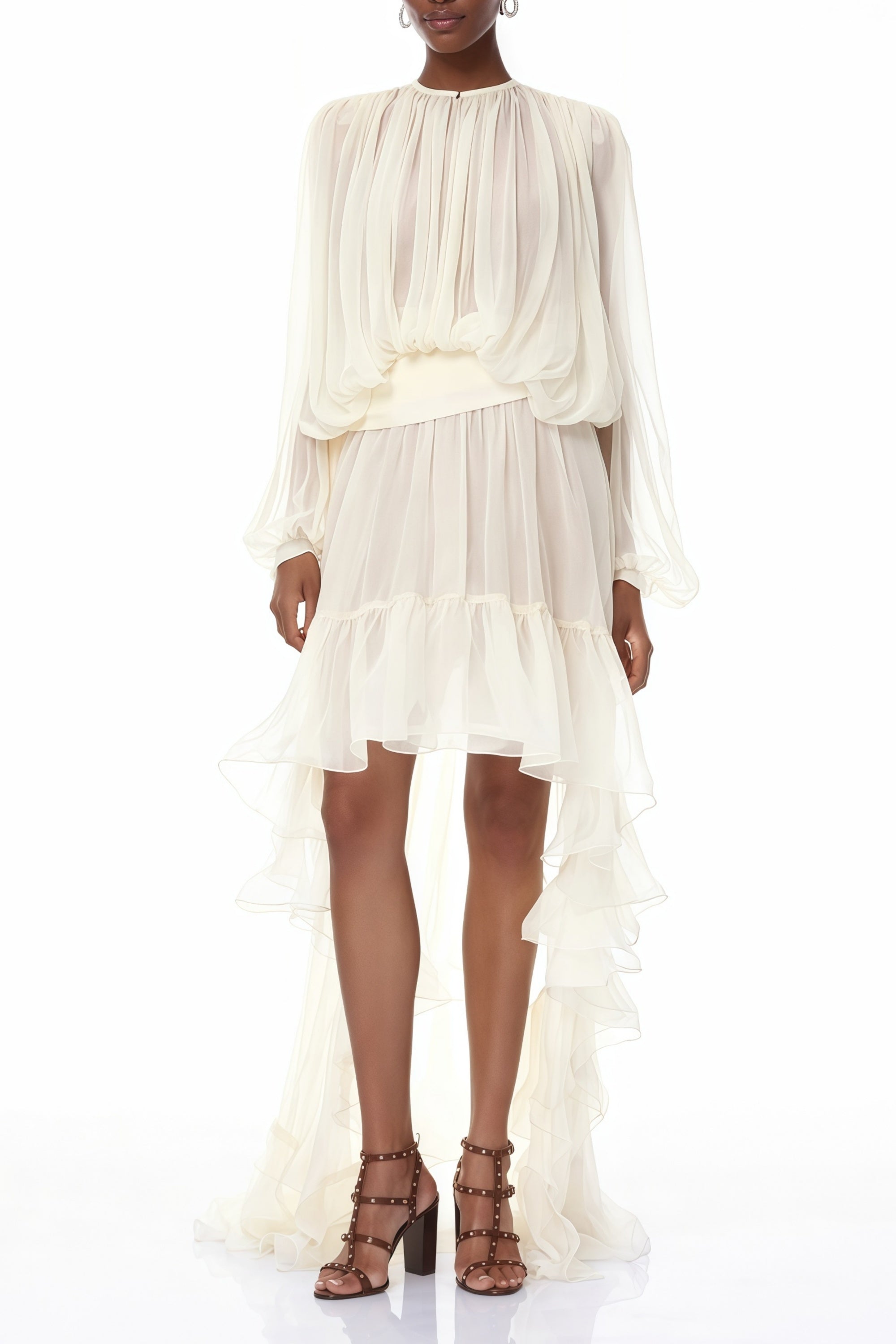 Unndís Set aus weißem Pelzschal, Wolljacke und Shorts