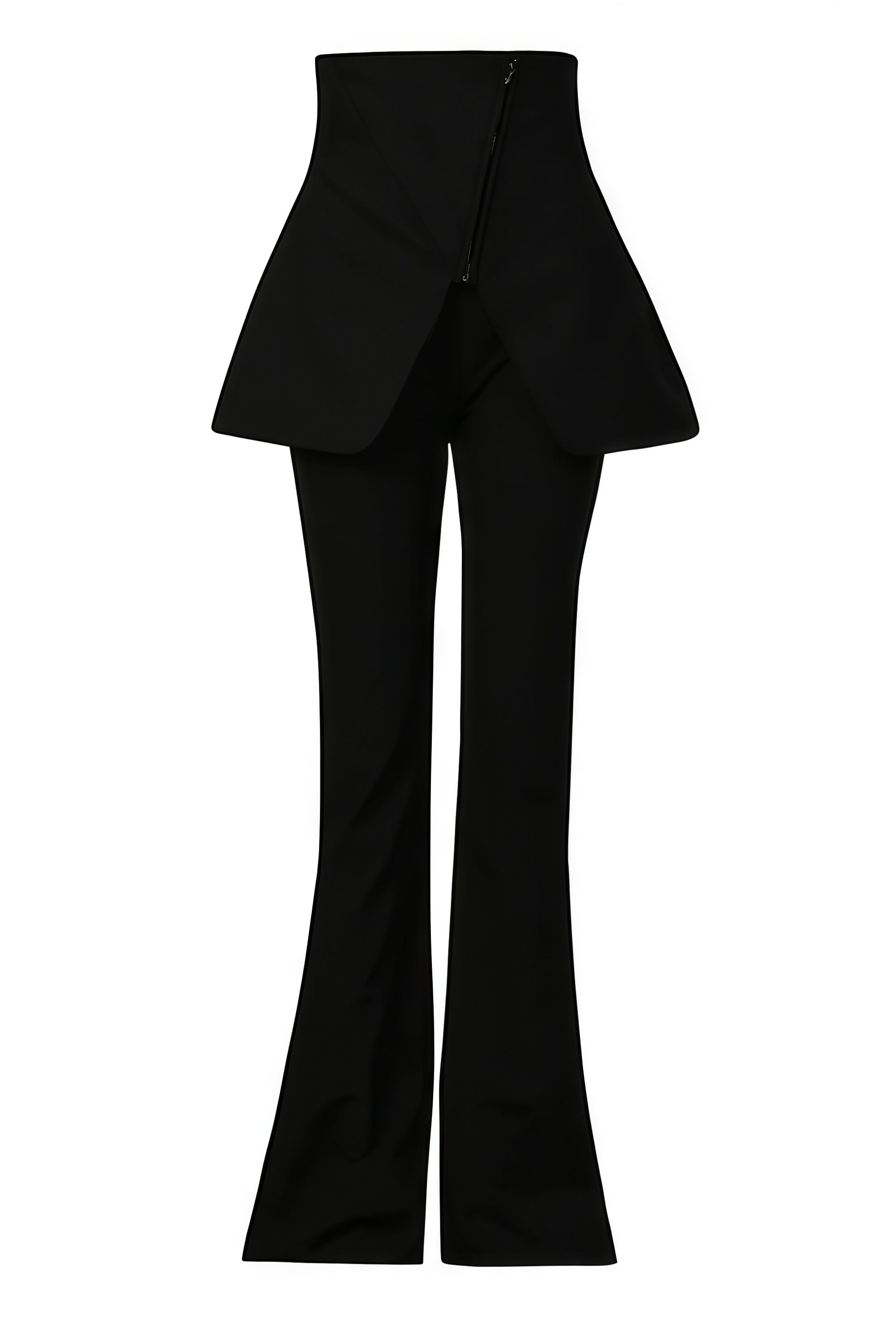 Maëlys Black Diagonal-Zip Flared Trousers
