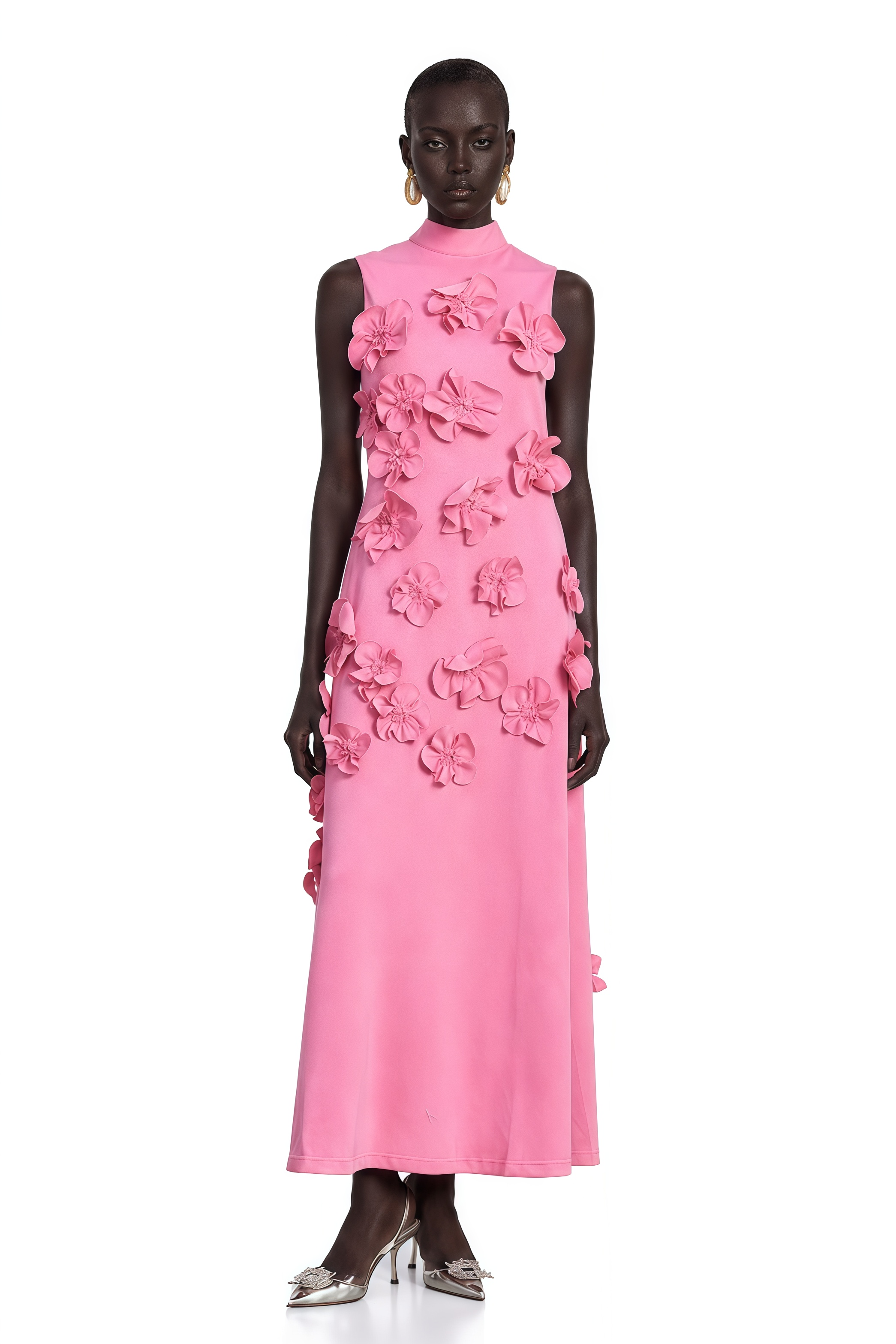 pink sleeveless maxi dress Rosy Days Sleeveless Floral Maxi Dress (Light Pink)