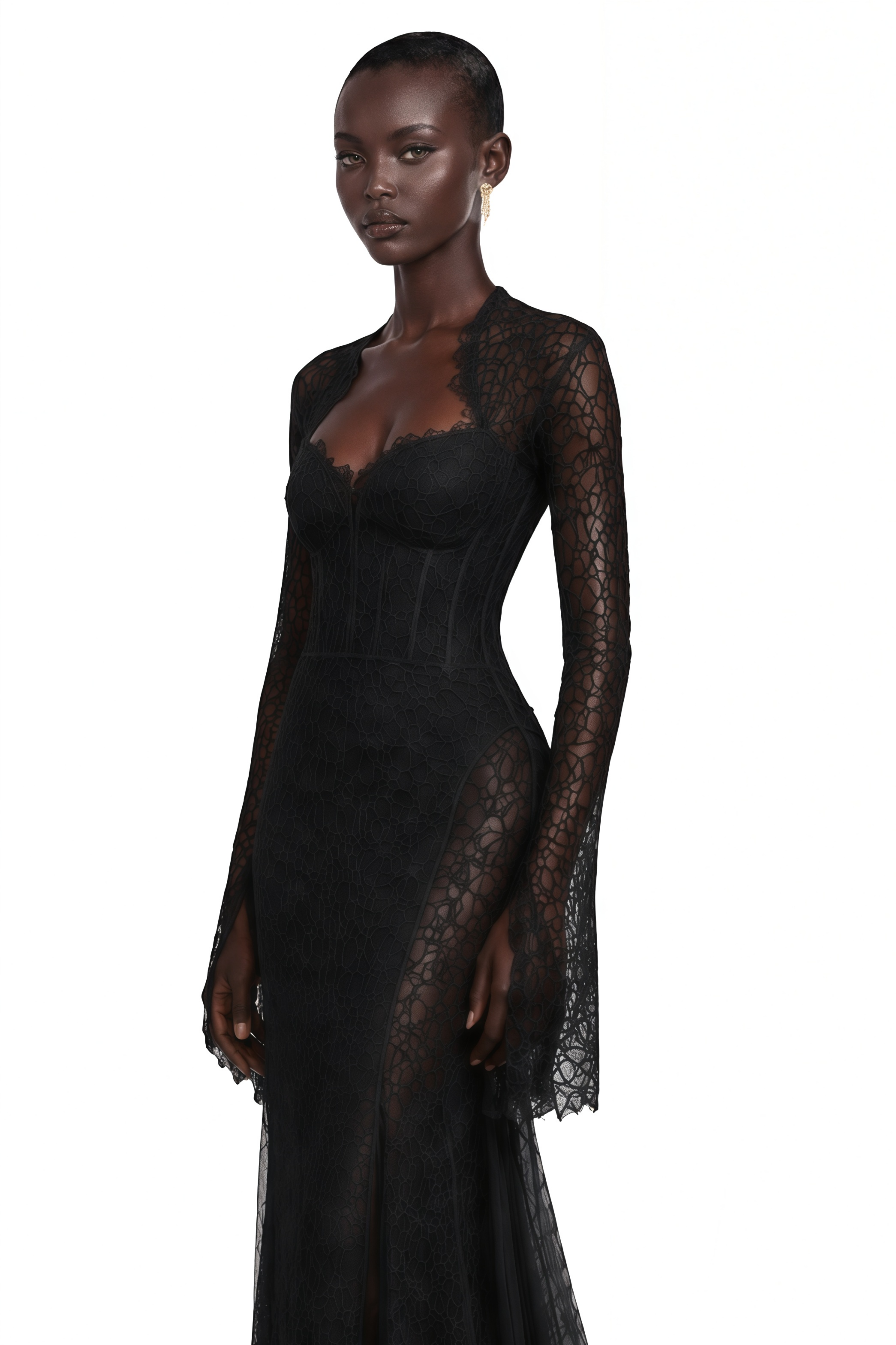 Malgorzata Black Cut-Out Maxi Dress with Train