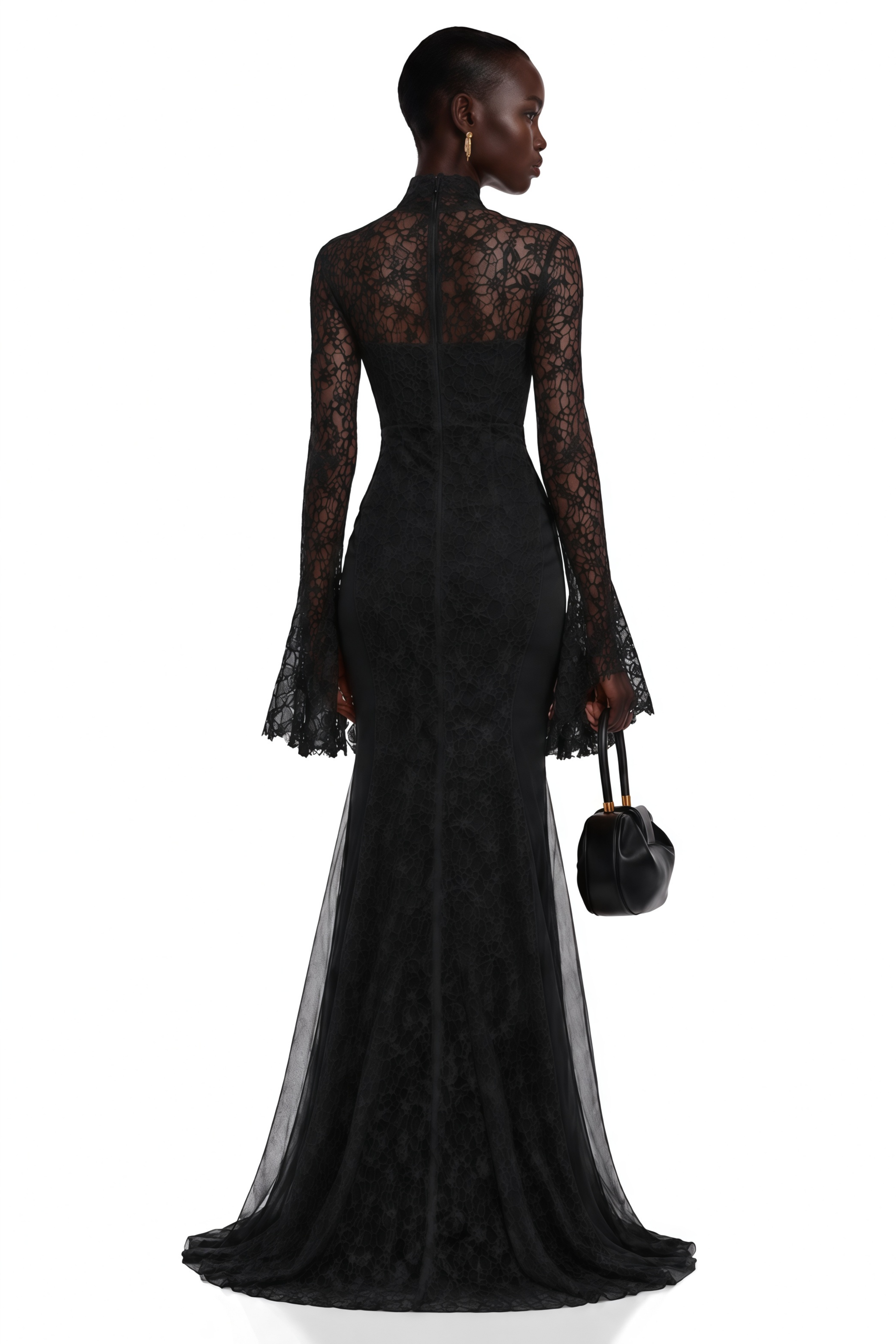 Robe longue à découpes Małgorzata Black avec traîne