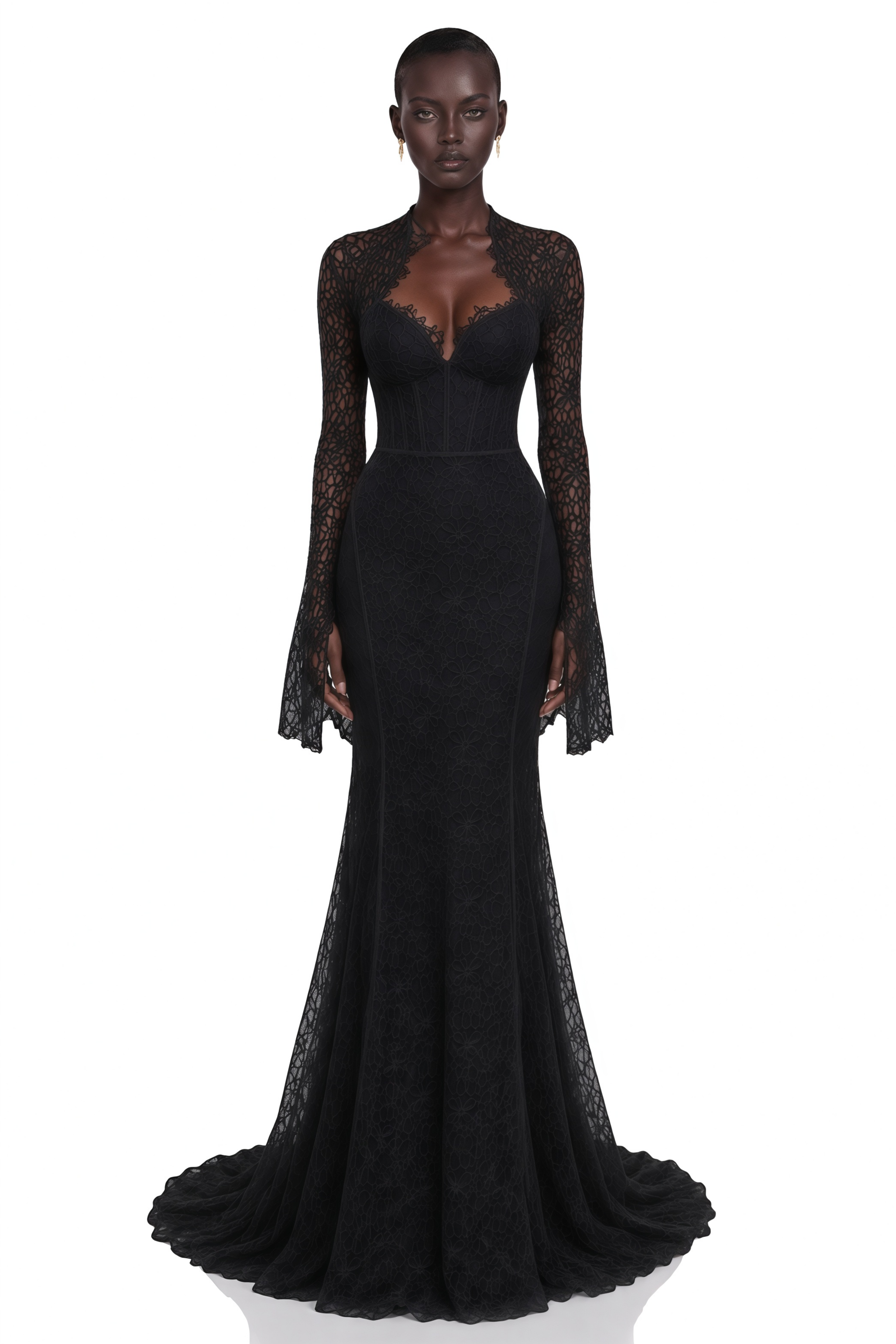 Robe longue à découpes Małgorzata Black avec traîne