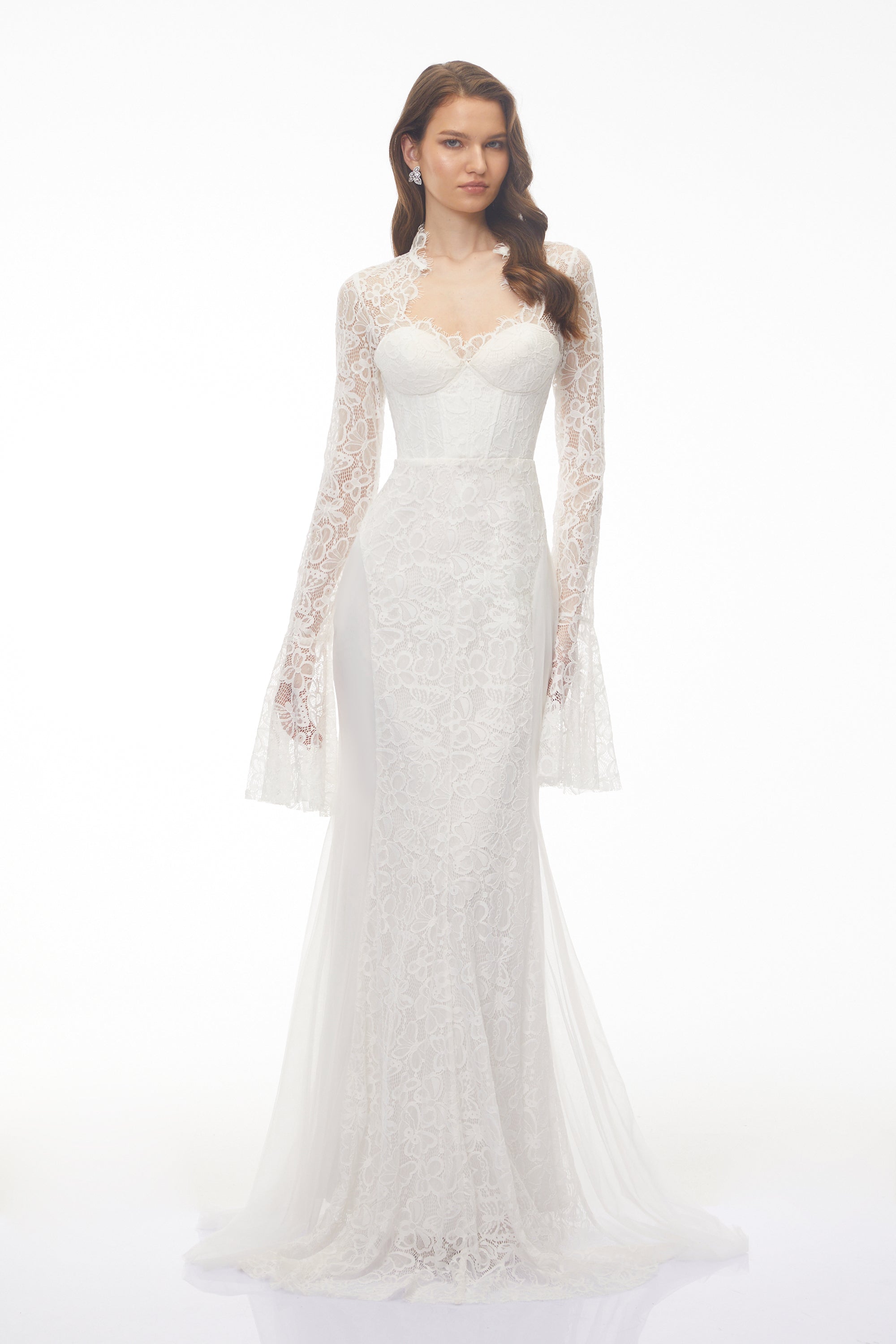 Małgorzata White Cut-Out Maxi Dress with Train