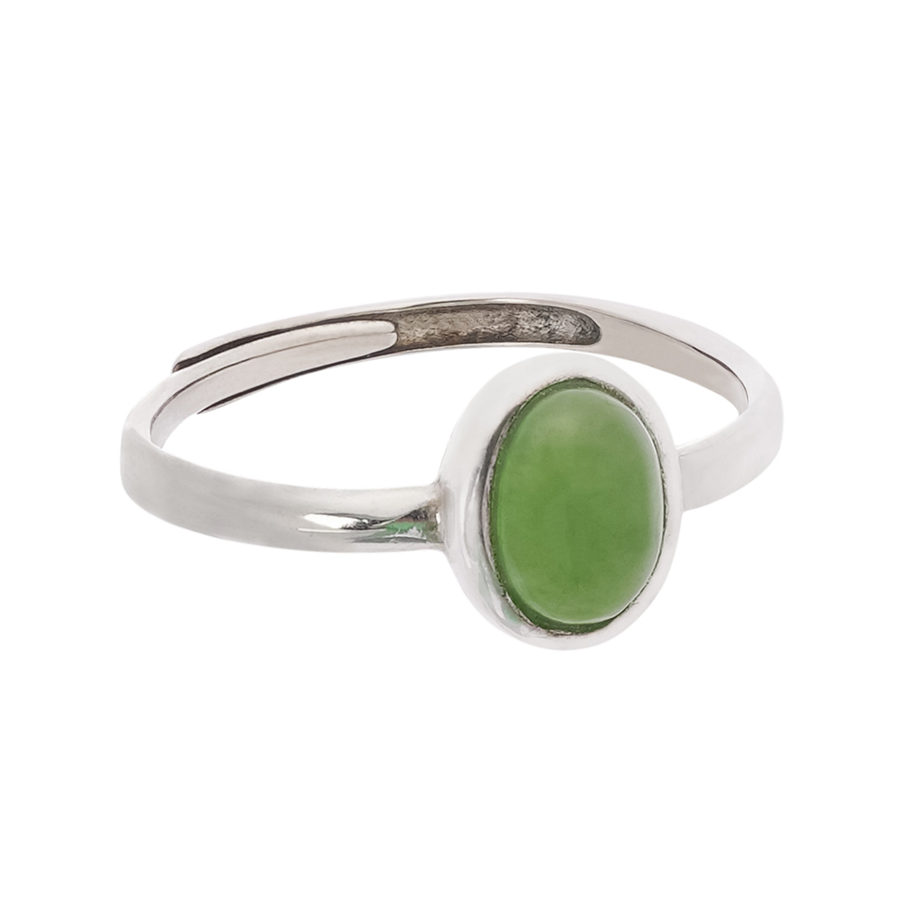 Manon Green Jasper Oval Cabochon Sterling Silver Ring