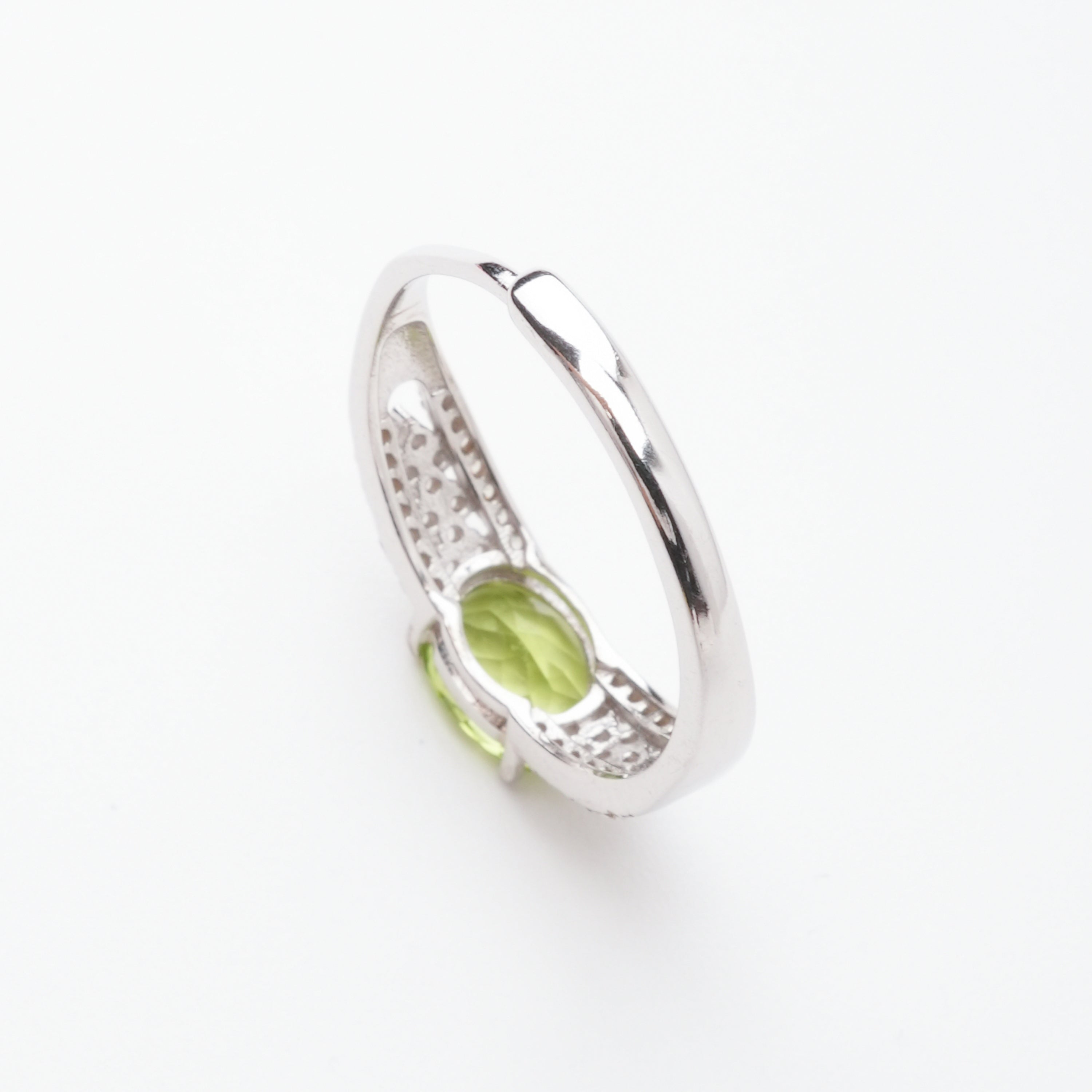 Manon Green Peridot Oval Cut Pavé Crystal Sterling Silver Ring