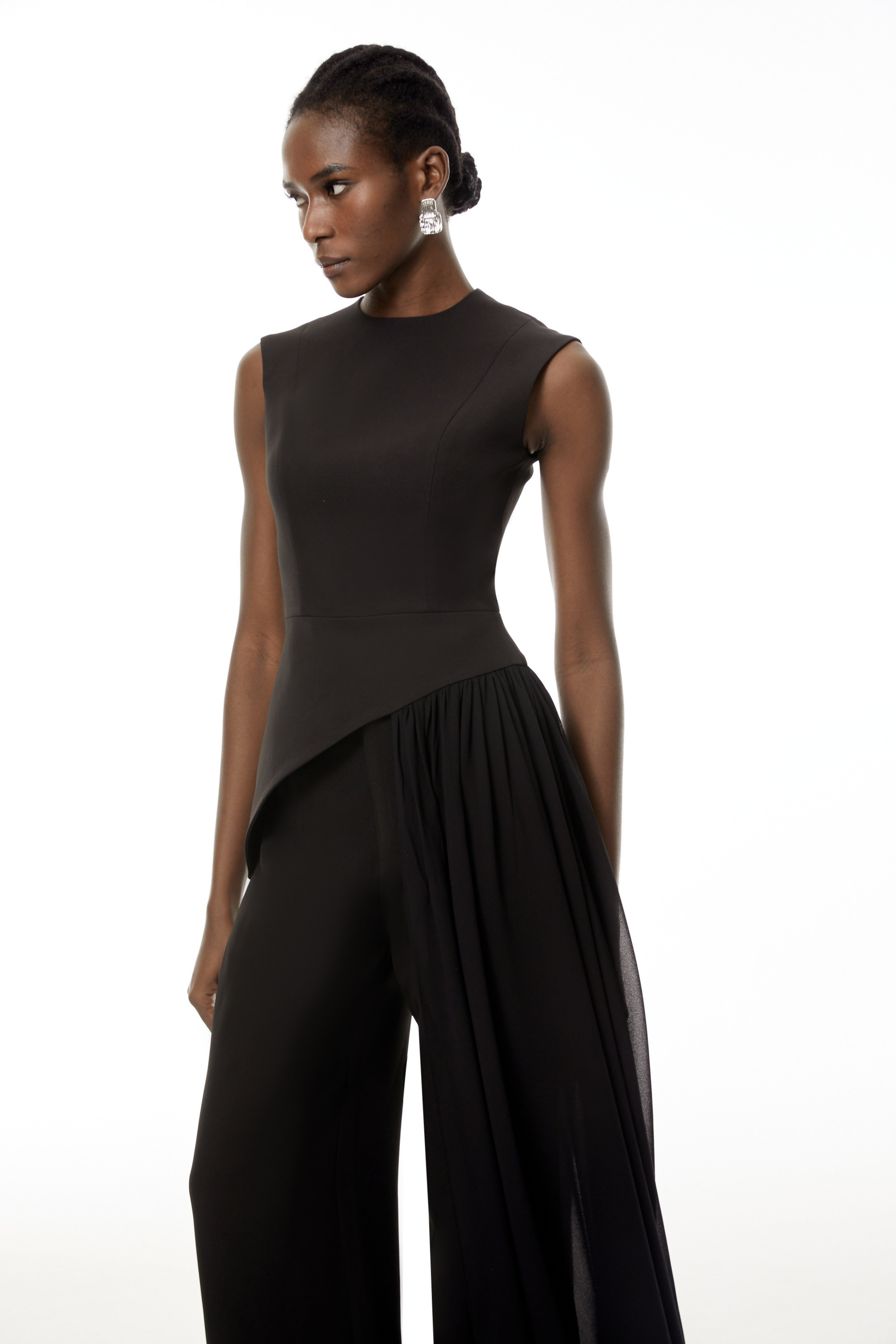 Margaux Black Asymmetrical Top & Trousers Set