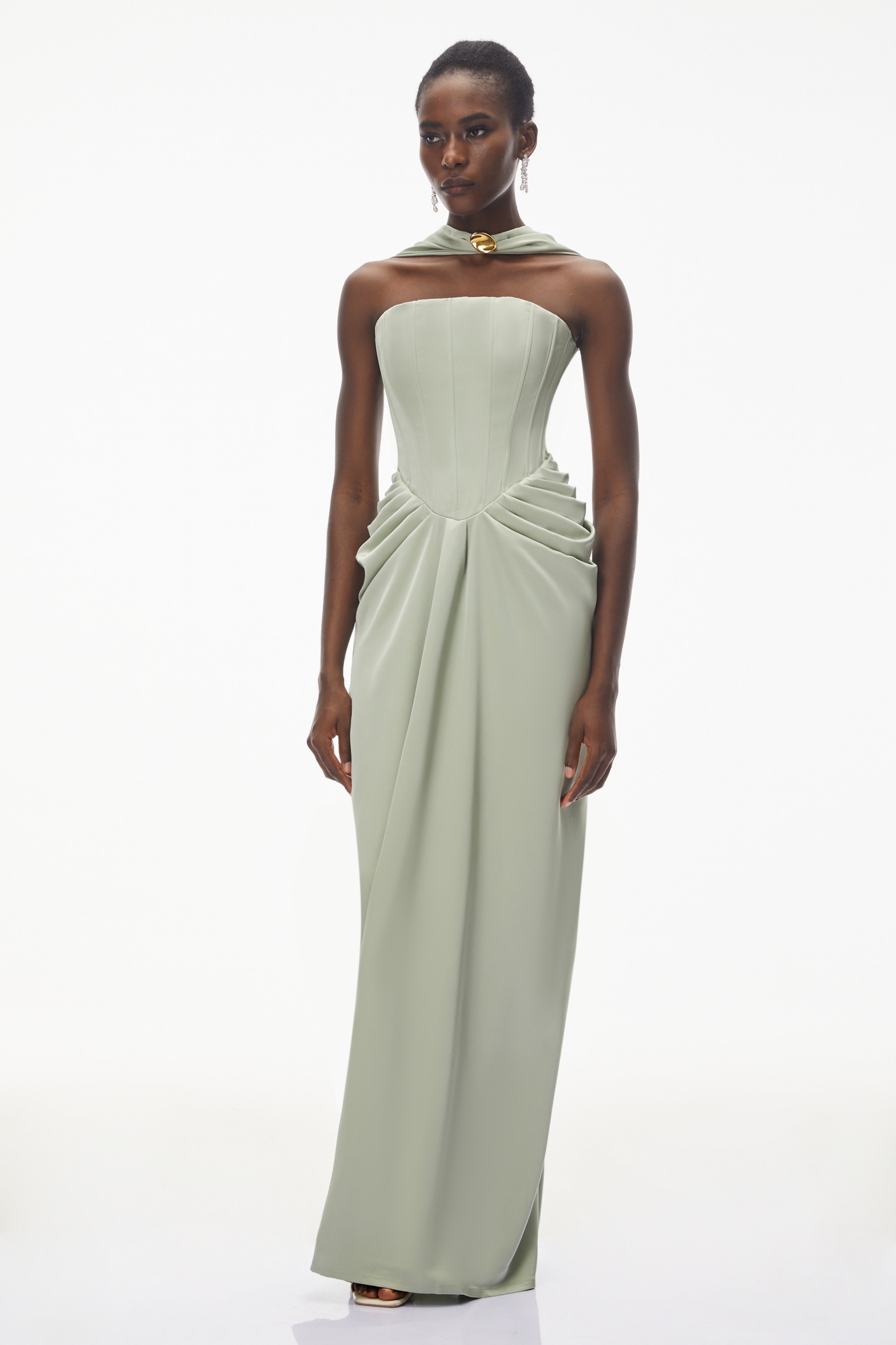 فستان طويل بياقة على الرقبة من Mariella Green