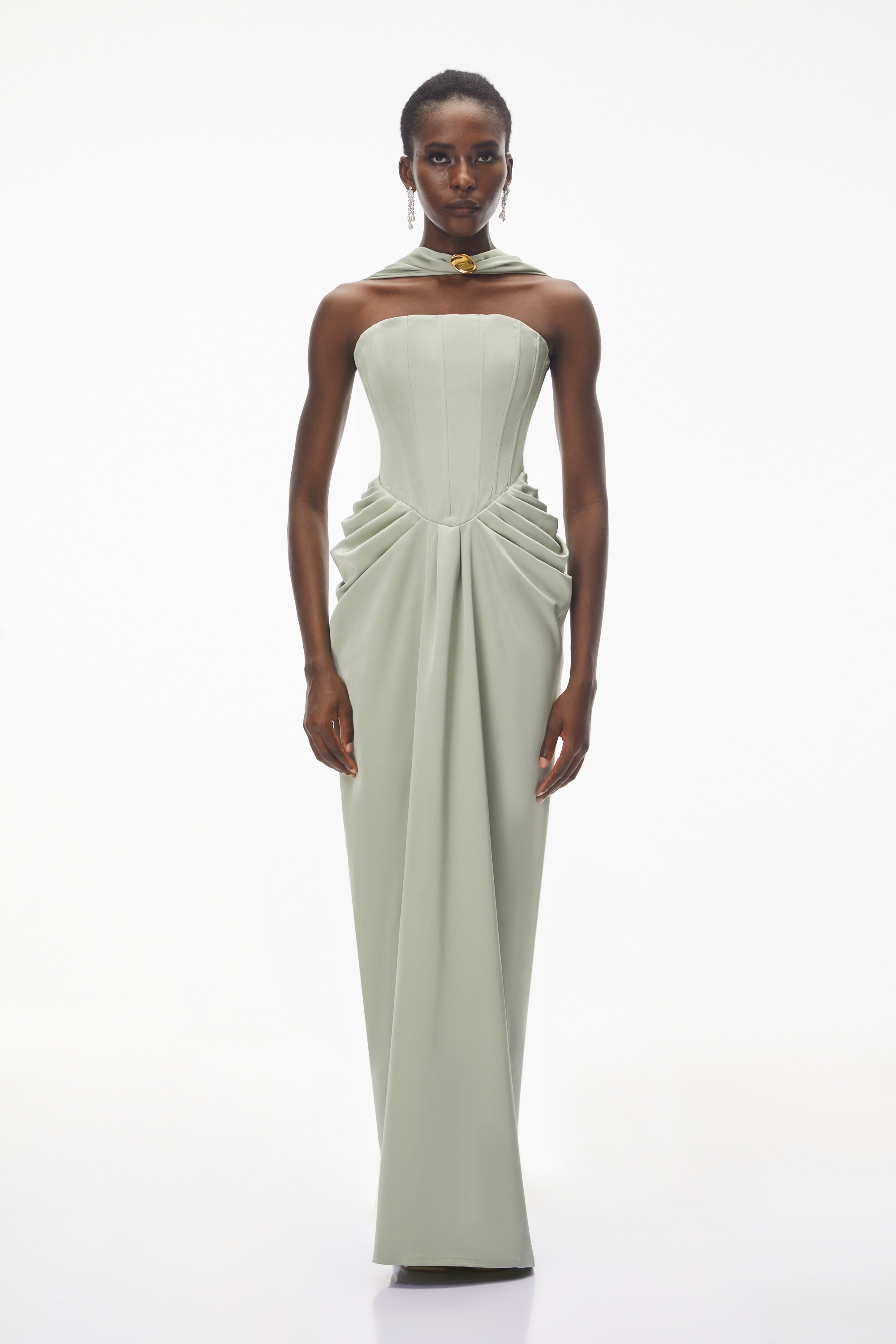 فستان طويل بياقة على الرقبة من Mariella Green