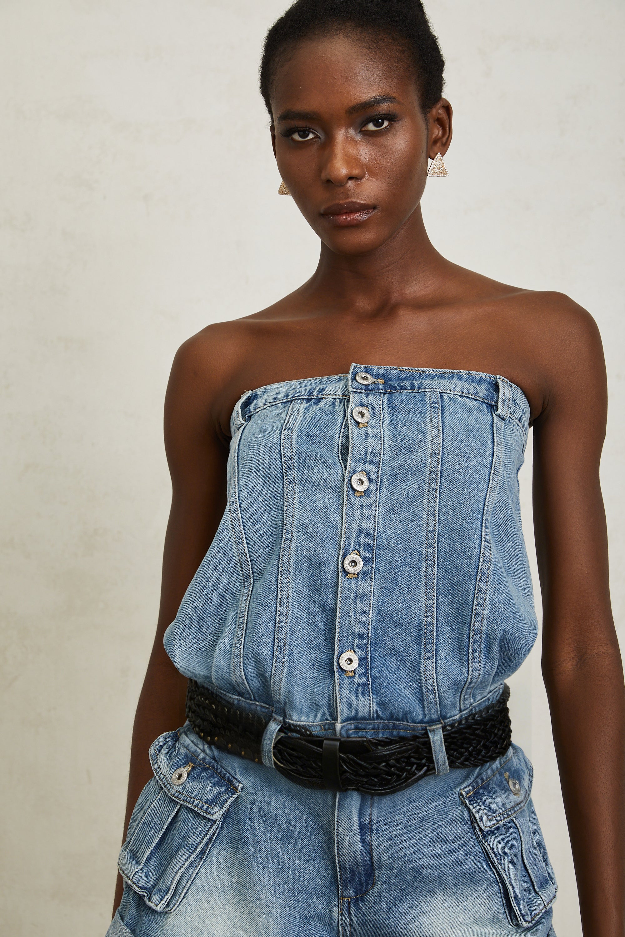 Marta Blauer Denim-Playsuit mit Verwaschen-Effekt