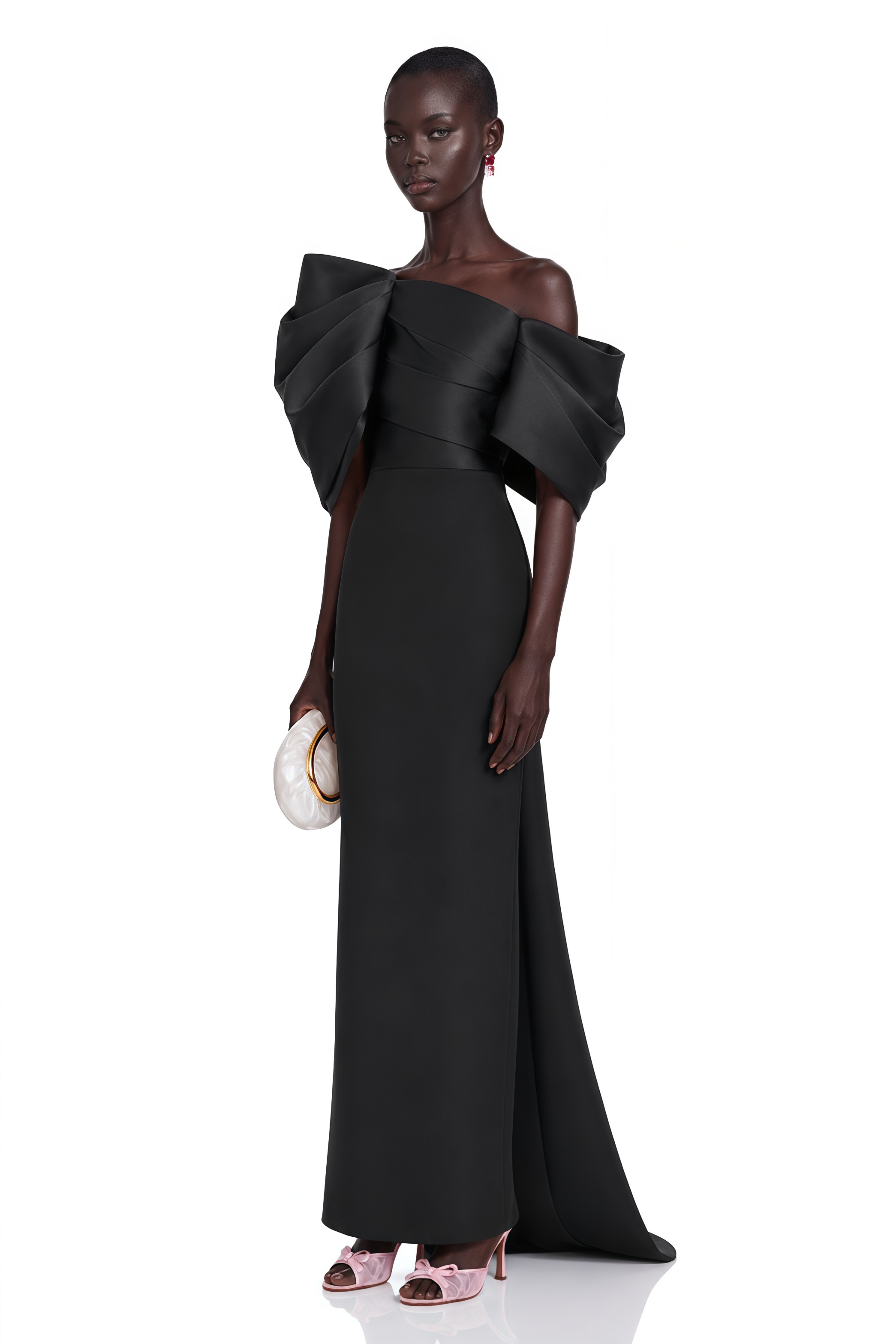 Martina Black One Shoulder Maxi Dress with Bow Detail
